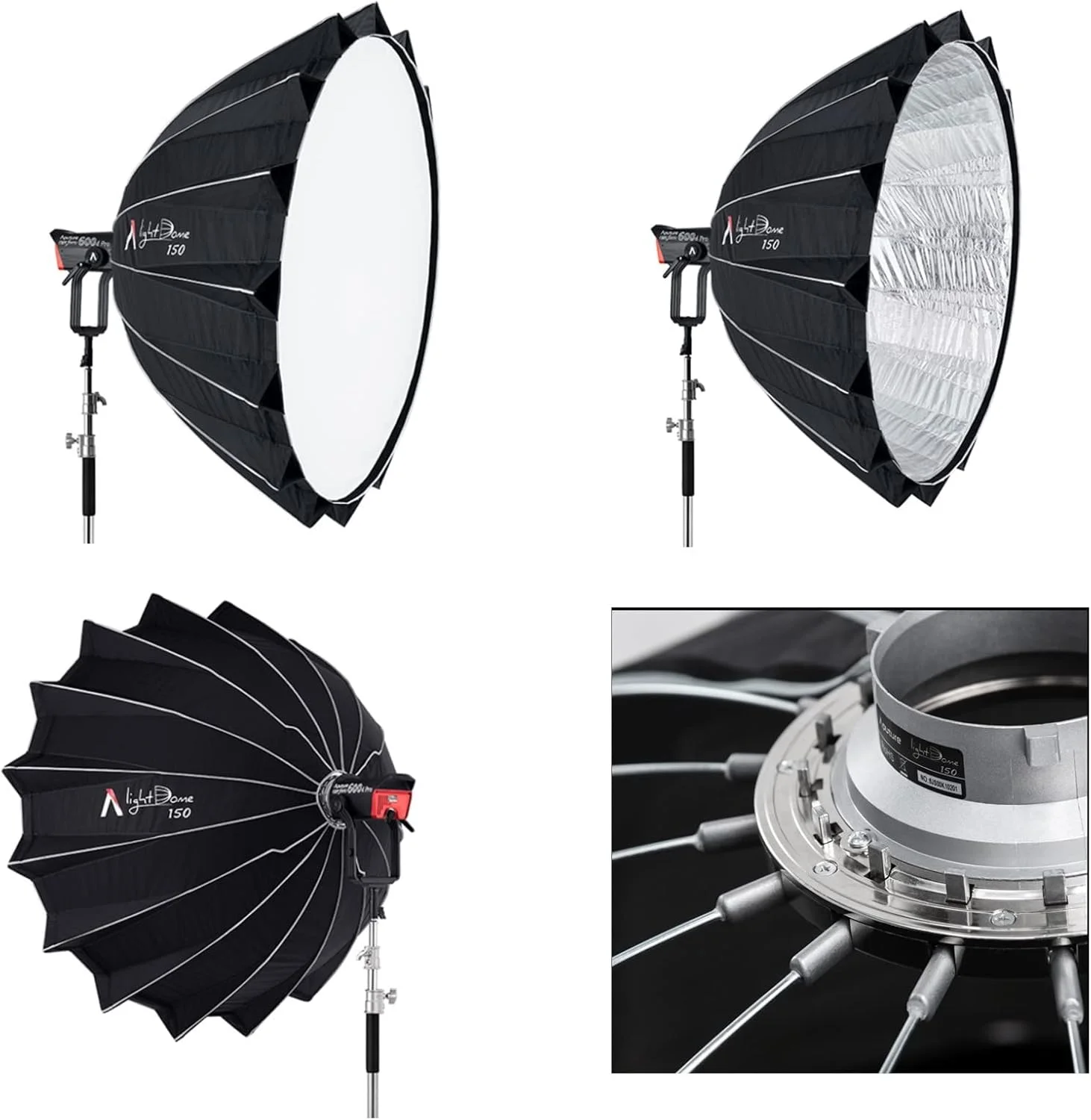 نرم باکس Aputure Light Dome 150، اصلاح کننده نور پارابولیک بزرگ و عمیق 150 سانتی متری با مانت بوئنز برای Aputure 600x pro 600D Amaran 300C 150C Amaran 200x S