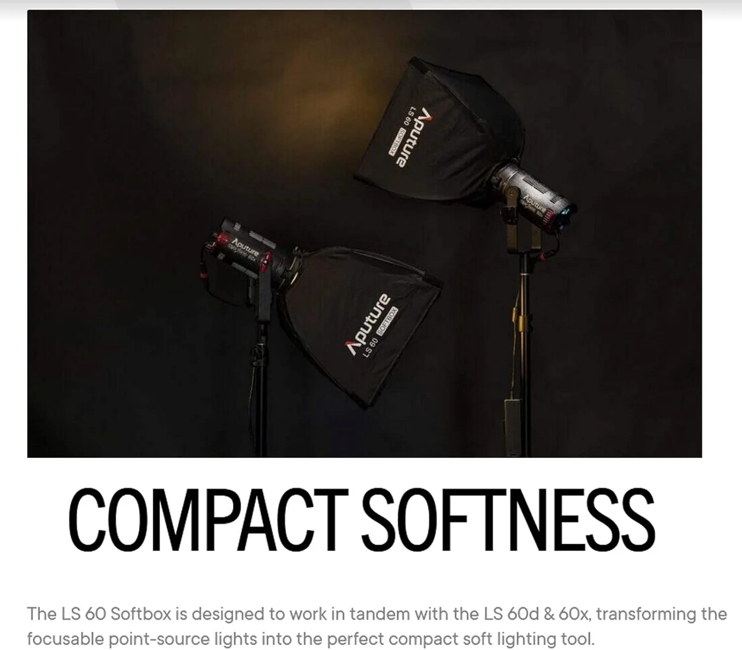 سافت باکس Aputure LS 60 برای نورهای ویدئویی ال ای دی Aputure LS 60D و Aputure LS 60X، گرید کنترل نور 45 درجه