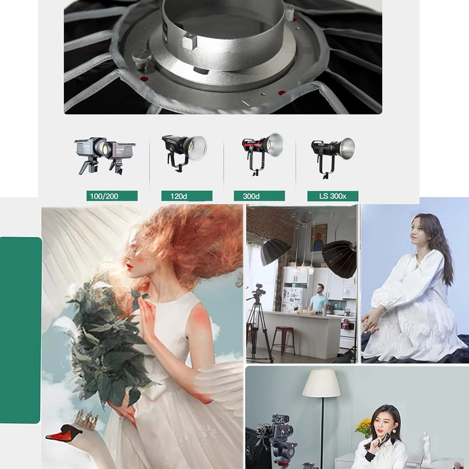 نرم باکس فلاش دیفیوزر قابل حمل Aputure Light Dome SE 85cm برای Amaran 100D/X 200D/X 600DPro 300D II 300X 120D II با مانت Bowens برای نور LED