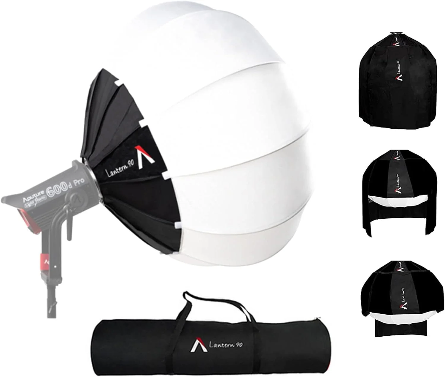 نرم‌افزار جعبه نور فانوسی Aputure با پایه Bowens تاشو 90 سانتی‌متری سازگار با تمام چراغ‌های دارای پایه Bowens مدل‌های Aputure Amaran 200D / X 100D / X 120DII 300X 60D 60X