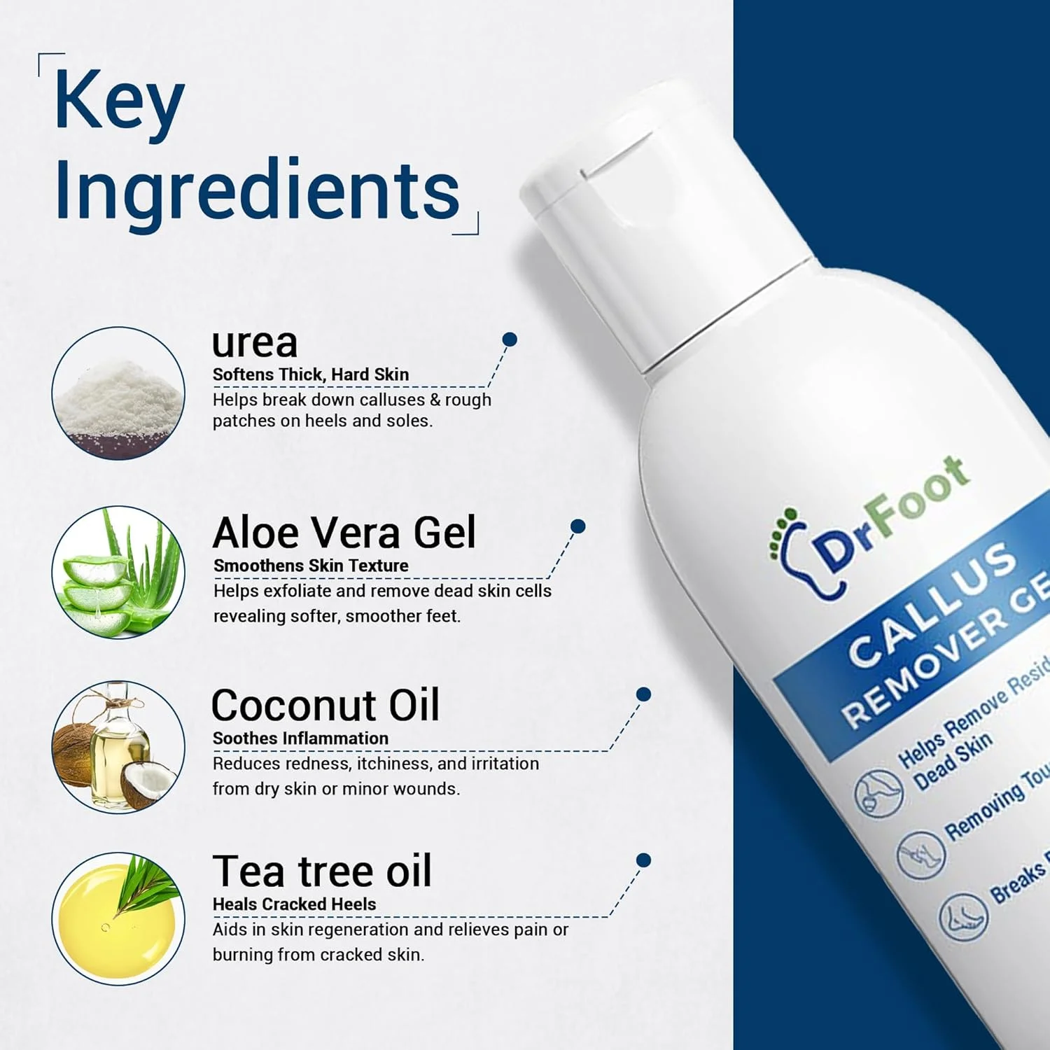 دکتر فوت | از بین برنده پینه پا | ژل از بین برنده پینه | از بین برنده پوست مرده پا | کرم پا برای پاشنه های ترک خورده | پاک کننده پا برای پوست مرده | حاوی اوره، روغن نارگیل و آلوئه ورا | برای آقایان و بانوان