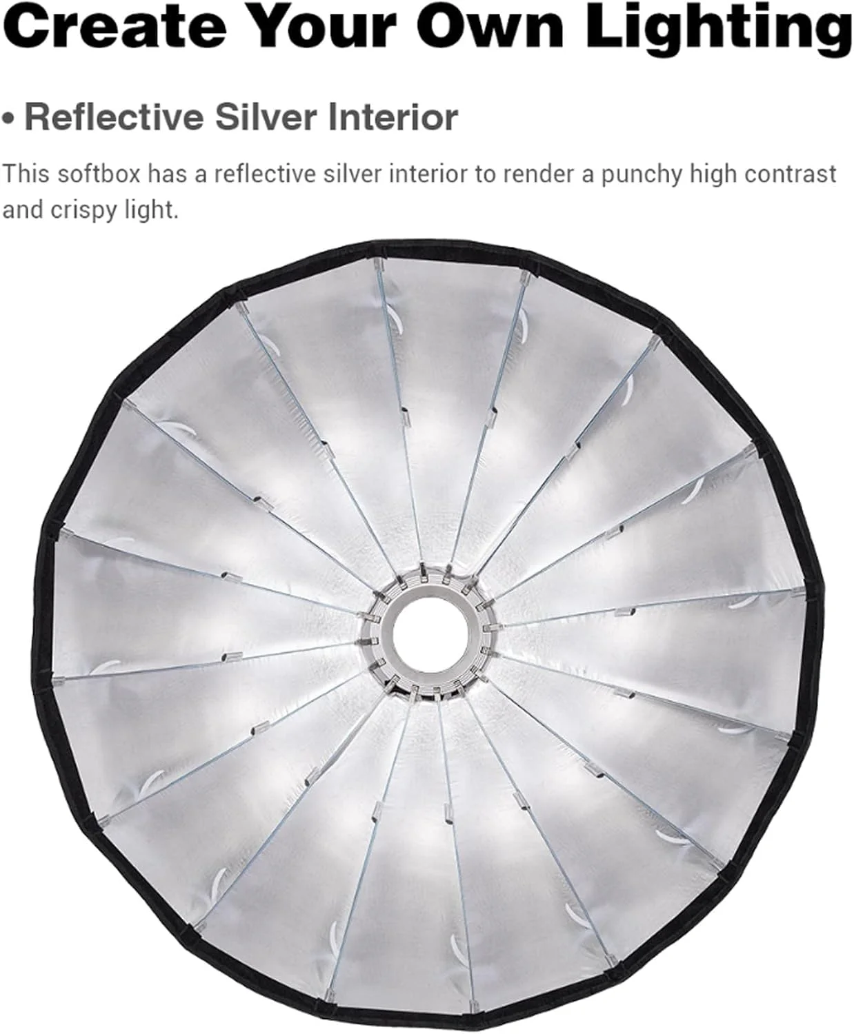 سافت باکس پارابولیک 90 سانتی متری گودکس مدل QR-P90 با مانت بوئنز، سافت باکس پارابولیک با باز شدن سریع، به همراه دیفیوزر داخلی و خارجی مناسب SL-60W AD600BM VL150 UL150 SL150II Amaran 100X 200D 200X