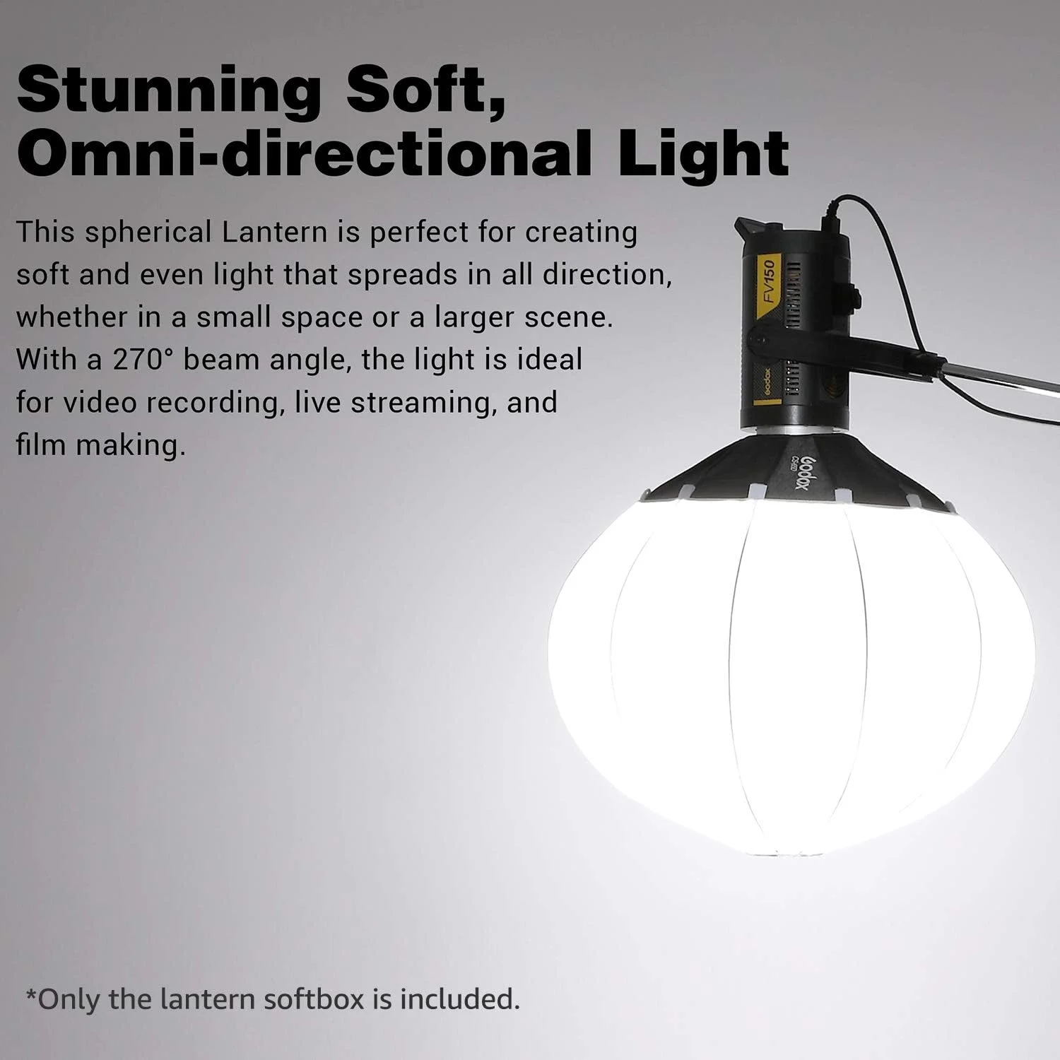 گودکس CS-65D سافت باکس فانوسی تاشو با قطر 65 سانتی متر، مانت بوئنز و نصب سریع، مناسب برای ضبط ویدیو، پخش زنده و تولید فیلم