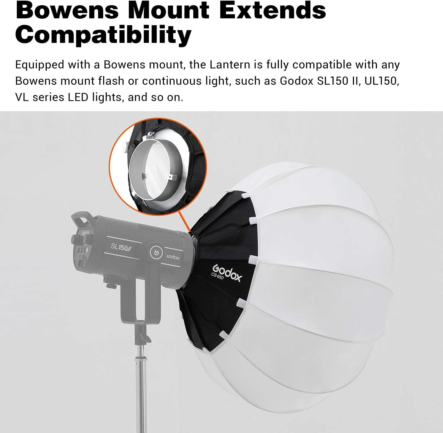 گودکس CS-65D سافت باکس فانوسی تاشو با قطر 65 سانتی متر، مانت بوئنز و نصب سریع، مناسب برای ضبط ویدیو، پخش زنده و تولید فیلم