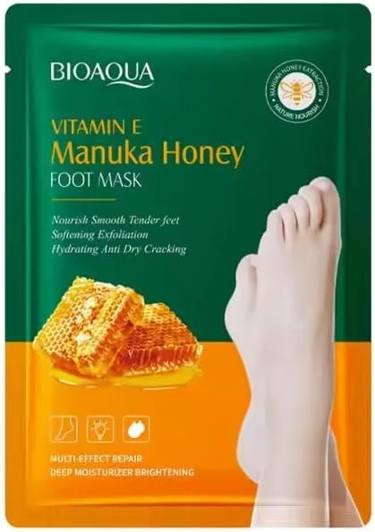 ماسک لایه بردار پا بایوآکوا - درمان لایه برداری مرطوب کننده برای پاشنه های خشک و ترک خورده و از بین بردن پینه - ماسک لایه بردار پا برای پاهای صاف و نرم (1 جفت)