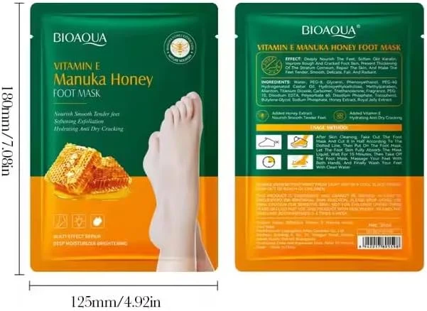 ماسک لایه بردار پا بایوآکوا - درمان لایه برداری مرطوب کننده برای پاشنه های خشک و ترک خورده و از بین بردن پینه - ماسک لایه بردار پا برای پاهای صاف و نرم (1 جفت) ماسک لایه بردار پا بایوآکوا - درمان لایه برداری مرطوب کننده برای پاشنه های خشک و ترک خورده و از بین بردن پینه - ماسک لایه بردار پا برای پاهای صاف و نرم (1 جفت)