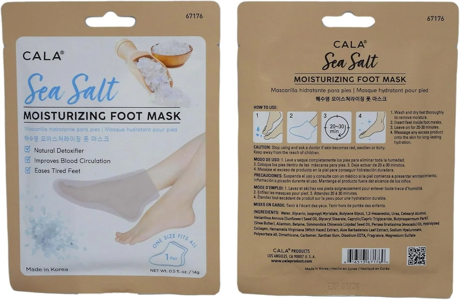 ماسک مرطوب کننده پا با نمک دریایی کالا، 3 عدد