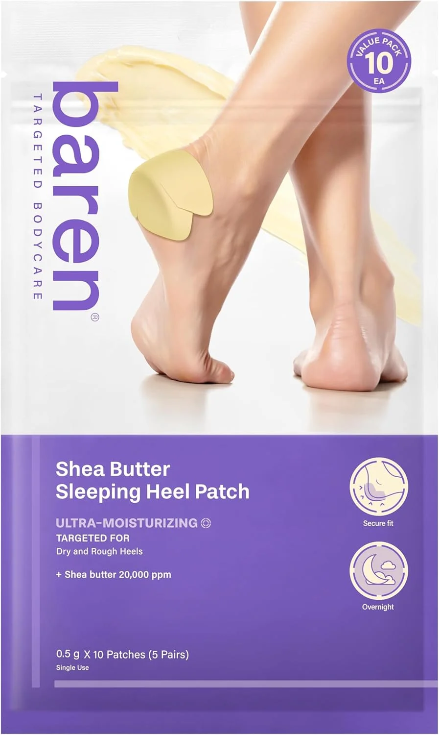 پد خواب پاشنه حاوی شی باتر بارن - آبرسانی و ترمیم عمقی برای پاهای خشک و ترک خورده، درمان مرطوب کننده قوی، ماسک ترمیم کننده پا برای داشتن پوستی نرم و لطیف در طول شب