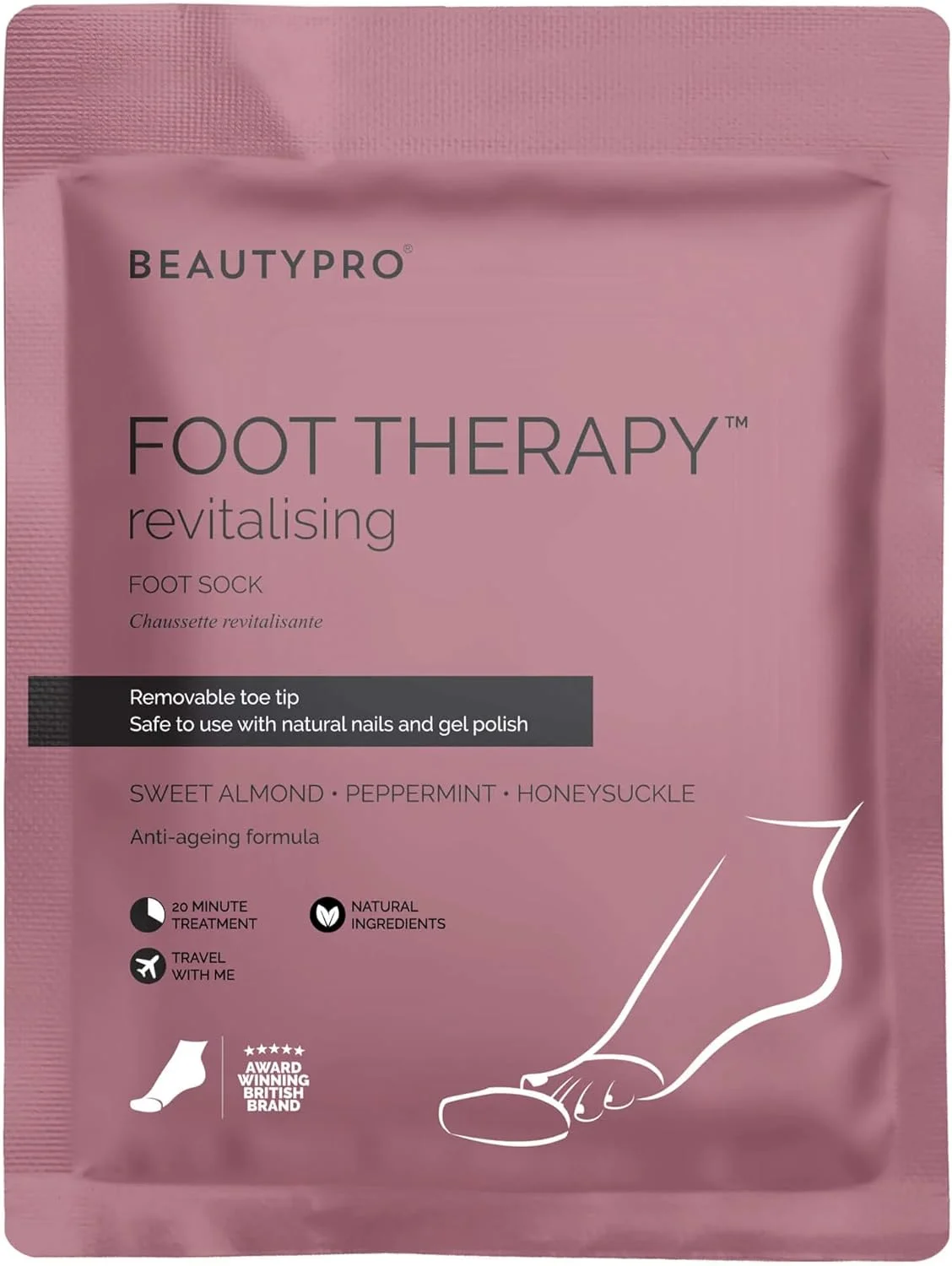 ماسک پا مرطوب کننده قوی BEAUTYPRO THERAPY حاوی کلاژن، اسید سالیسیلیک و روغن آرگان، جوراب های مغذی طبیعی پا، نوک انگشت قابل جابجایی، درمان وگان برای پاهای خشک، برند برنده جوایز متعدد