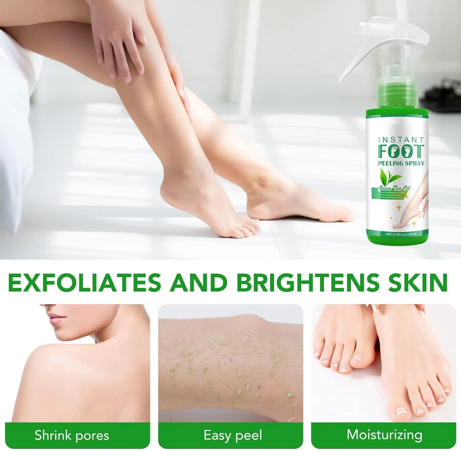 اسپری لایه بردار پا آزونی، از بین برنده فوری پوست مرده پا، اسپری پدیکور لایه بردار برای پینه و پوست خشک انگشتان پا (100 میلی لیتر)