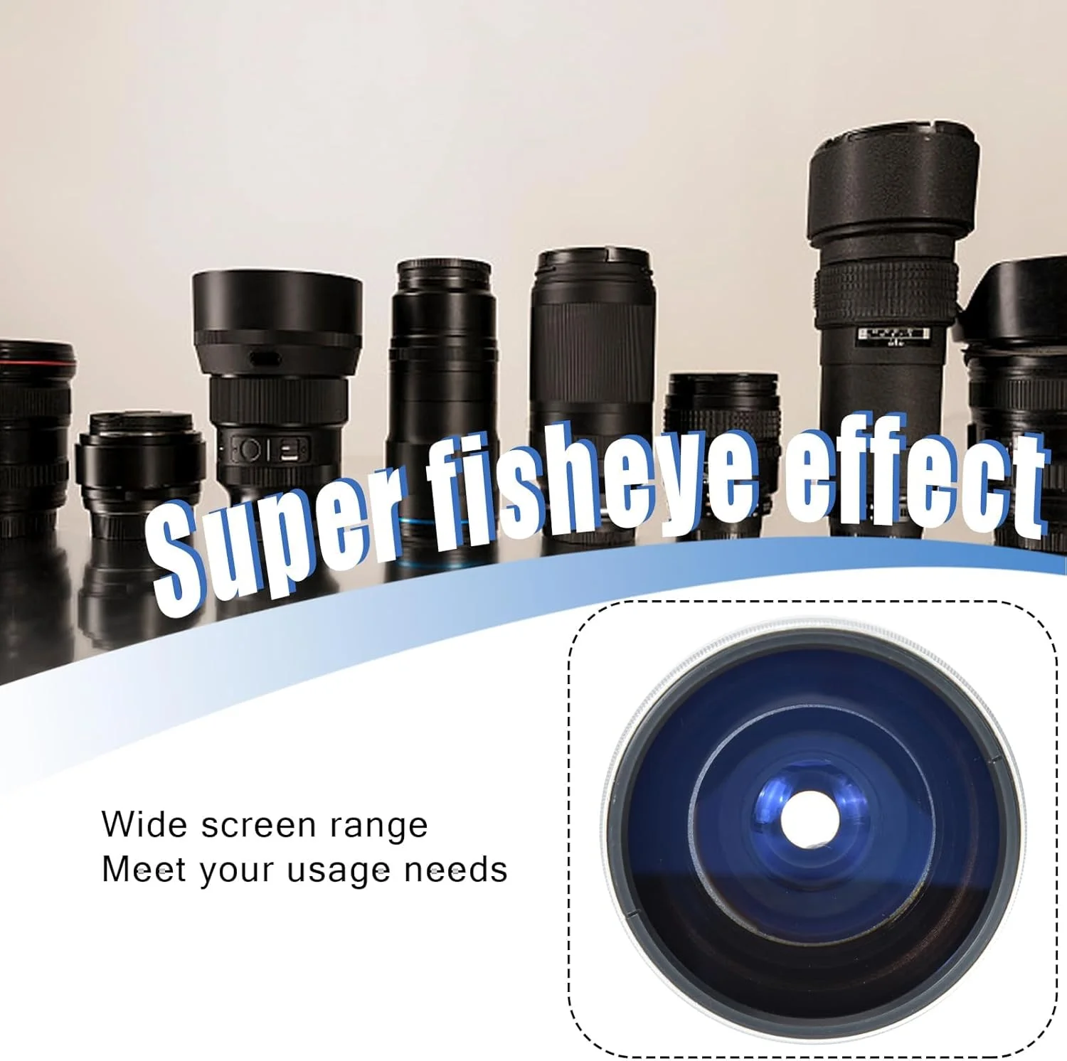 لنز سوپر فیش آی 37 میلی متری با قابلیت کاربرد قوی 0.25x برای لنزهای دوربین با کالیبر 37 میلی متر، مناسب برای لنزهای استاندارد دوربین 37 میلی متری