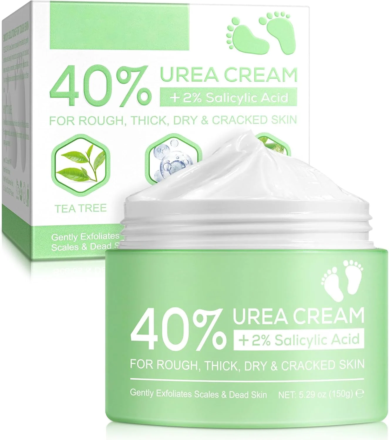 کرم اوره 40% ALIVER با سالیسیلیک اسید 2%، کرم پا برای پوست های خشک، ترک خورده، ضخیم و زبر، مرطوب کننده عمیق، لایه بردار ملایم پوست های مرده و پوسته پوسته شده 150 گرم