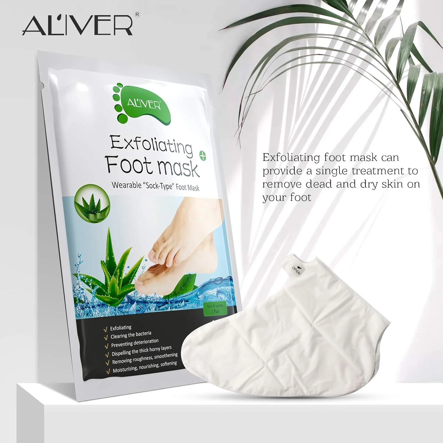 ALIVER ماسک لایه بردار پا 3 عددی - ماسک پا - لایه بردار طبیعی برای پوست خشک و مرده پا، نرم و ابریشمی کننده پوست - (آلوئه ورا) ALIVER ماسک لایه بردار پا 3 عددی - ماسک پا - لایه بردار طبیعی برای پوست خشک و مرده پا، نرم و ابریشمی کننده پوست - (آلوئه ورا)