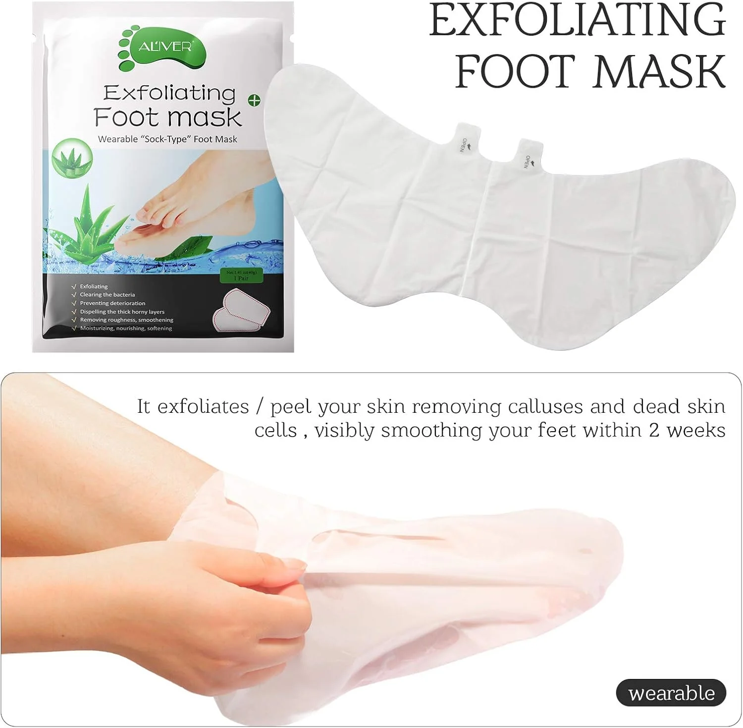 ALIVER ماسک لایه بردار پا 3 عددی - ماسک پا - لایه بردار طبیعی برای پوست خشک و مرده پا، نرم و ابریشمی کننده پوست - (آلوئه ورا) ALIVER ماسک لایه بردار پا 3 عددی - ماسک پا - لایه بردار طبیعی برای پوست خشک و مرده پا، نرم و ابریشمی کننده پوست - (آلوئه ورا)