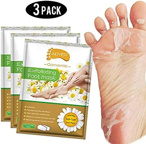 ماسک لایه بردار پا آلیور، بسته 3 عددی، لایه بردار پینه و پوست خشک و مرده، پاهای نرم و لطیف کودکانه در 1-2 هفته برای آقایان و بانوان (بابونه)