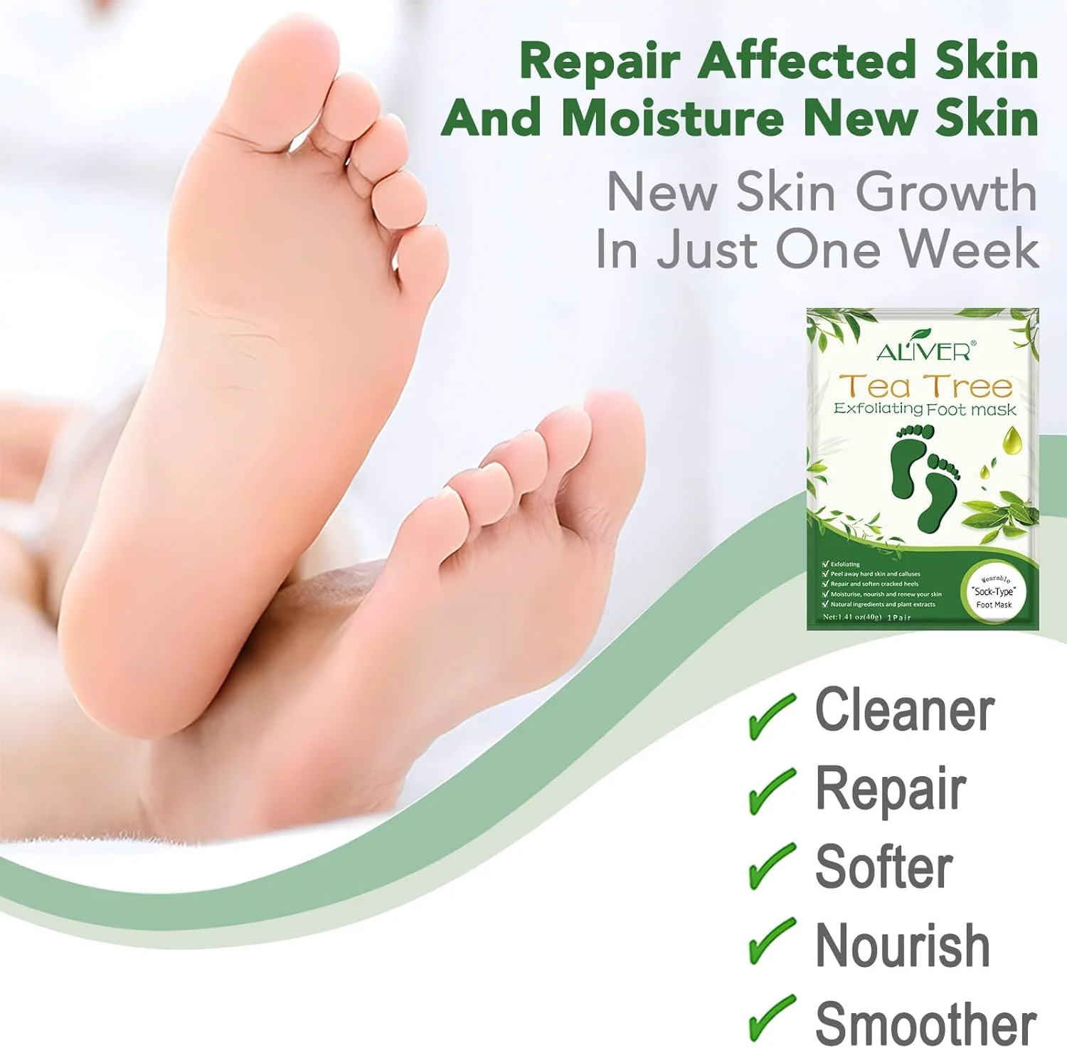 ماسک لایه بردار پا ALIVER، بسته 4 عددی، لایه بردار طبیعی برای پوست های خشک و مرده، پینه، ترمیم پاشنه های زبر برای آقایان و بانوان