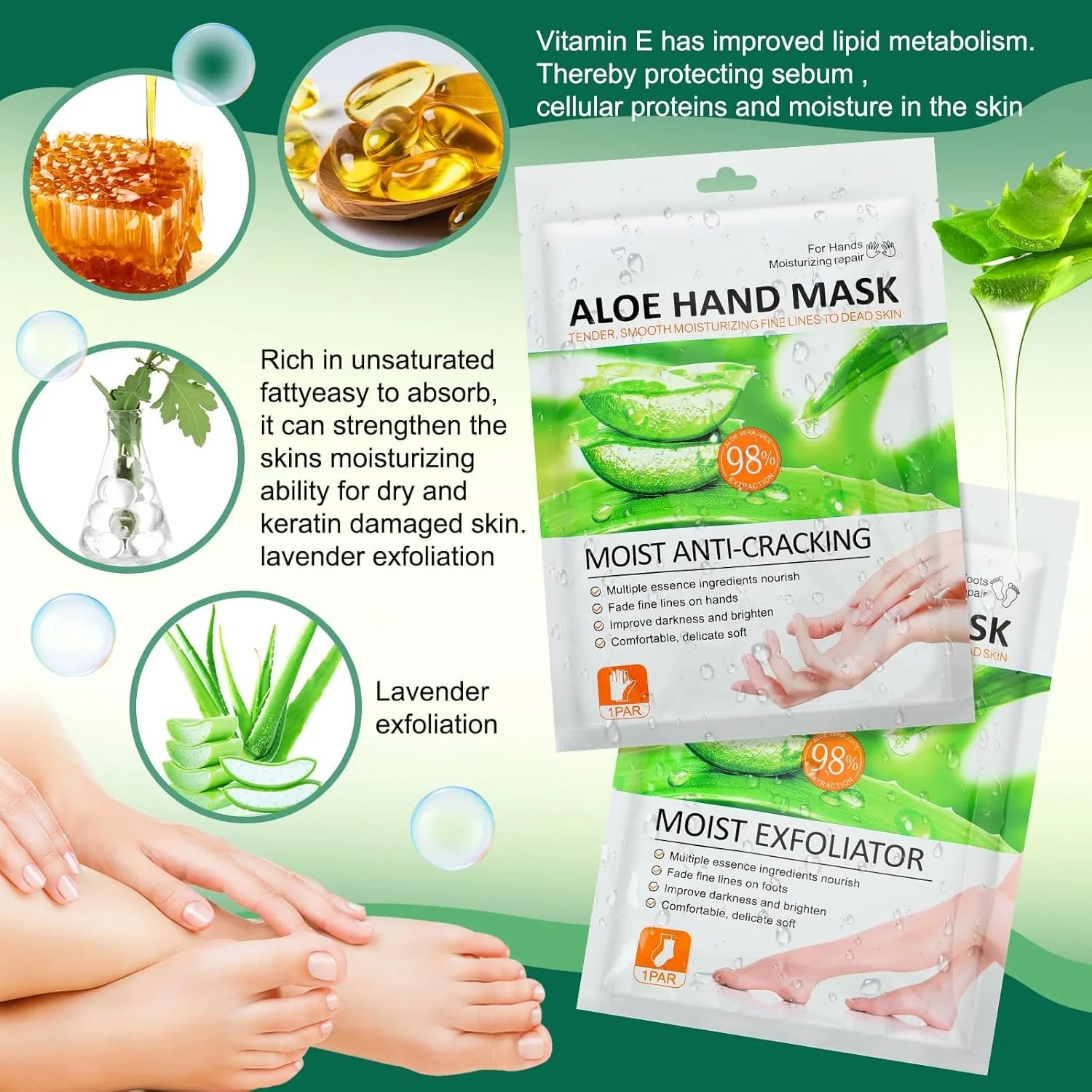 مجموعه 24 عددی ماسک آبرسان دست و پا - دستکش و جوراب مرطوب کننده برای پوست خشک، مراقبت زمستانی، هدیه اسپا برای آقایان و بانوان، بسته کامل مراقبت از پوست