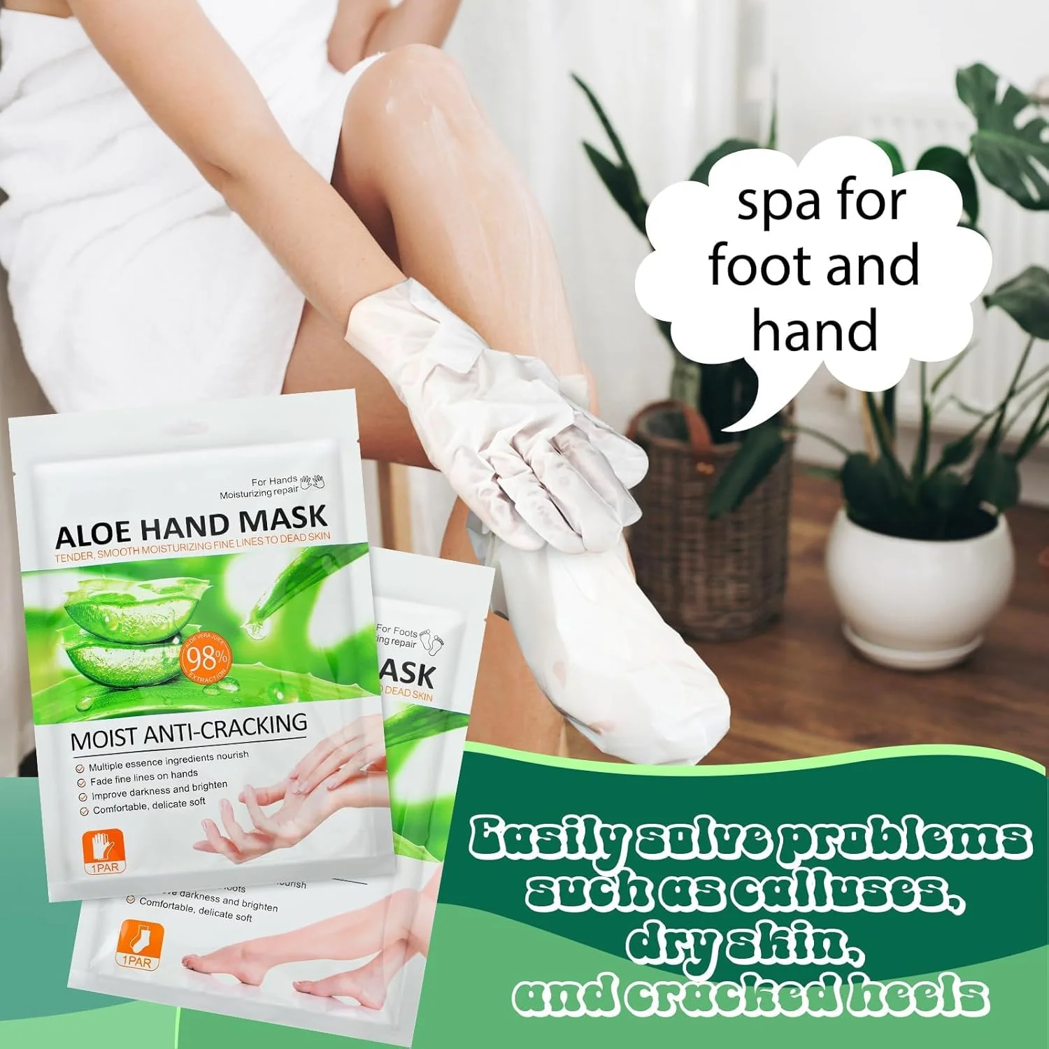 مجموعه 24 عددی ماسک آبرسان دست و پا - دستکش و جوراب مرطوب کننده برای پوست خشک، مراقبت زمستانی، هدیه اسپا برای آقایان و بانوان، بسته کامل مراقبت از پوست