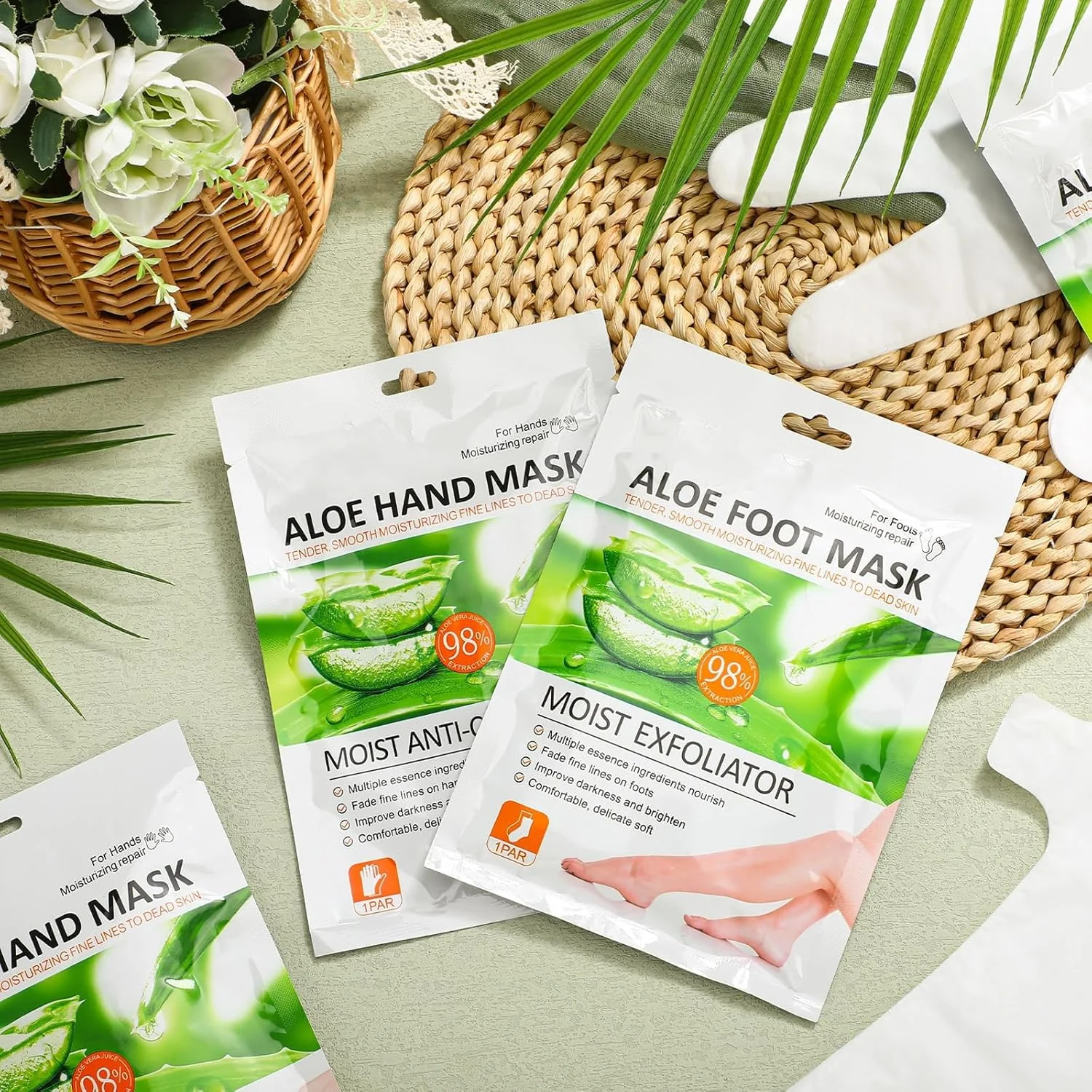 مجموعه 24 عددی ماسک آبرسان دست و پا - دستکش و جوراب مرطوب کننده برای پوست خشک، مراقبت زمستانی، هدیه اسپا برای آقایان و بانوان، بسته کامل مراقبت از پوست