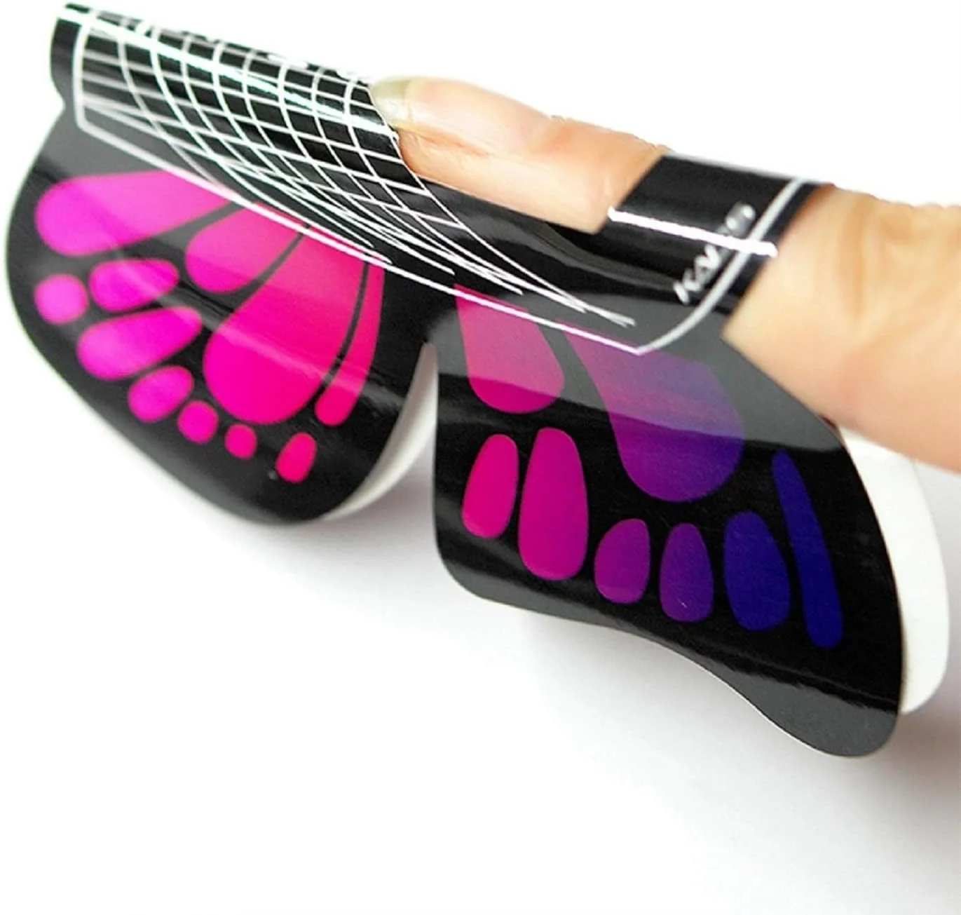 100 عدد فرم ناخن چسبی پروانه‌ای بزرگ KADS برای کاشت ناخن ژلی و اکریلیک