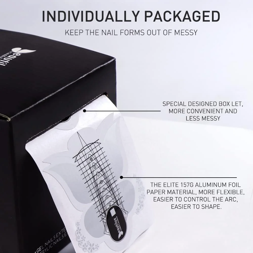 استنسیل فرم ناخن کاغذی Beautilux برای کاشت ناخن، مناسب برای کاشت ناخن رزینی، ژل سازنده و راهنمای فرم ناخن ژل آکریلیک، بسته 300 عددی (NF-300)