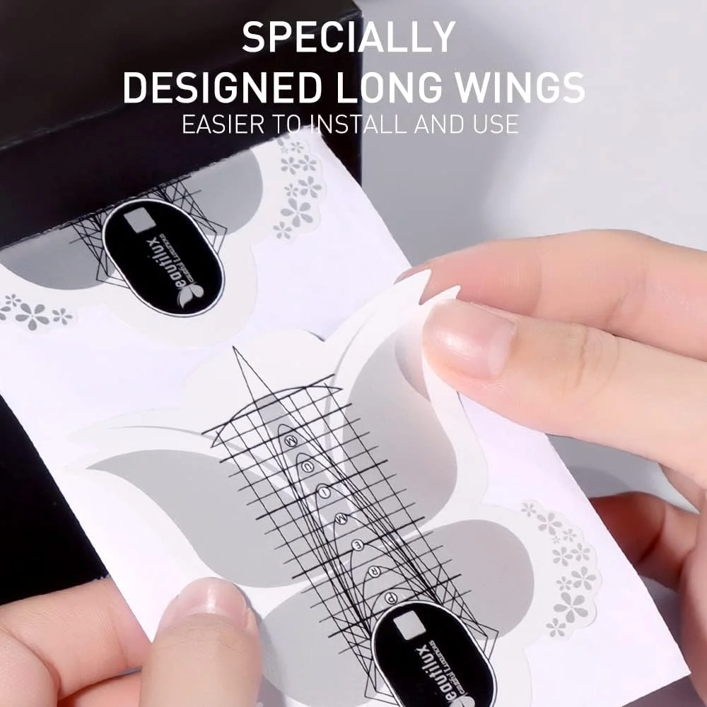 استنسیل فرم ناخن کاغذی Beautilux برای کاشت ناخن، مناسب برای کاشت ناخن رزینی، ژل سازنده و راهنمای فرم ناخن ژل آکریلیک، بسته 300 عددی (NF-300)