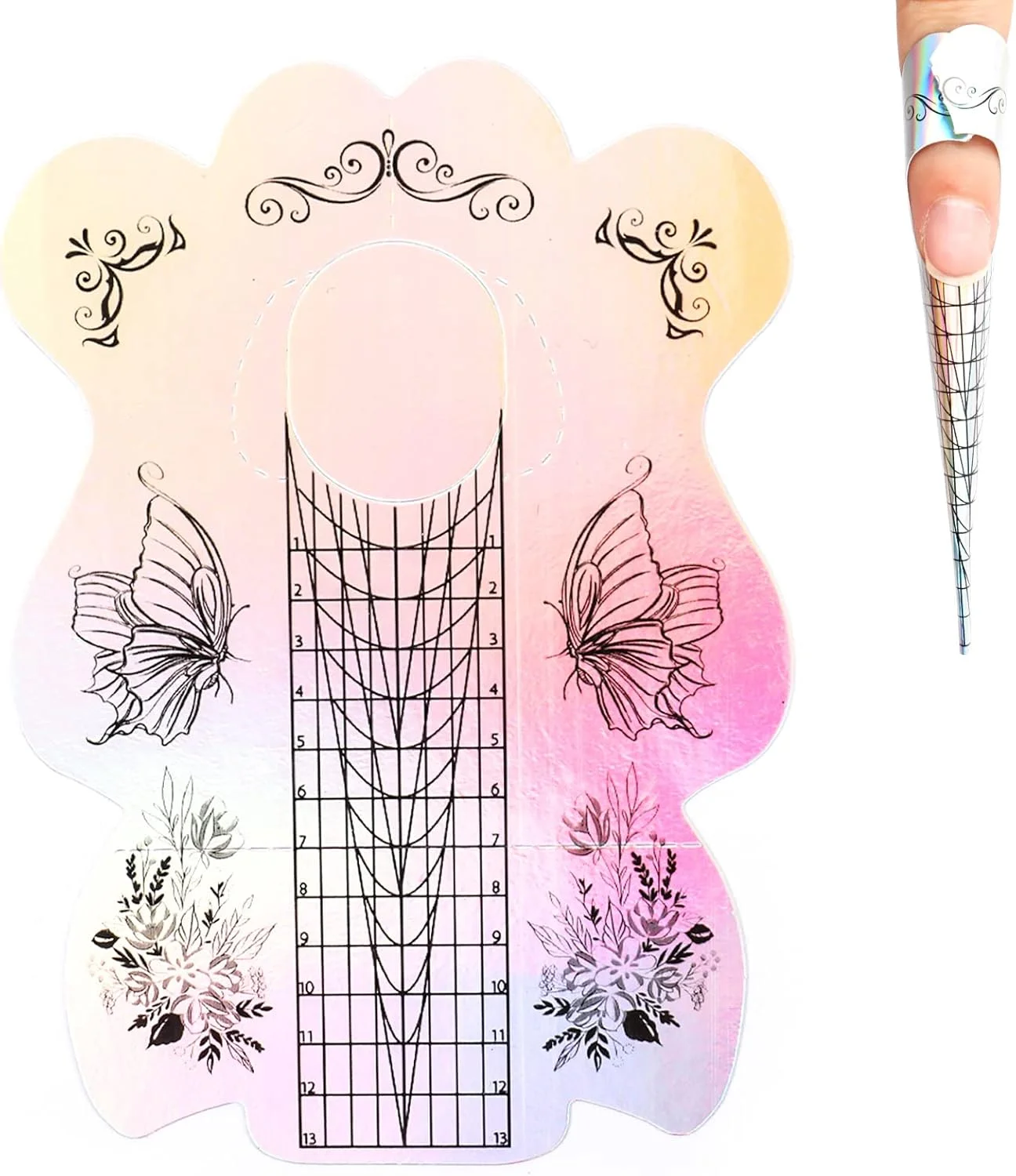 200 عدد قالب ناخن، قالب های ناخن اکریلیک برای اکستنشن ناخن، قالب های بلند ناخن برای ناخن های اکریلیک، ضخیم، حرفه ای، ابزار مانیکور فرم های اکستنشن ناخن، لوازم سالن خانگی DIY (01-پروانه)