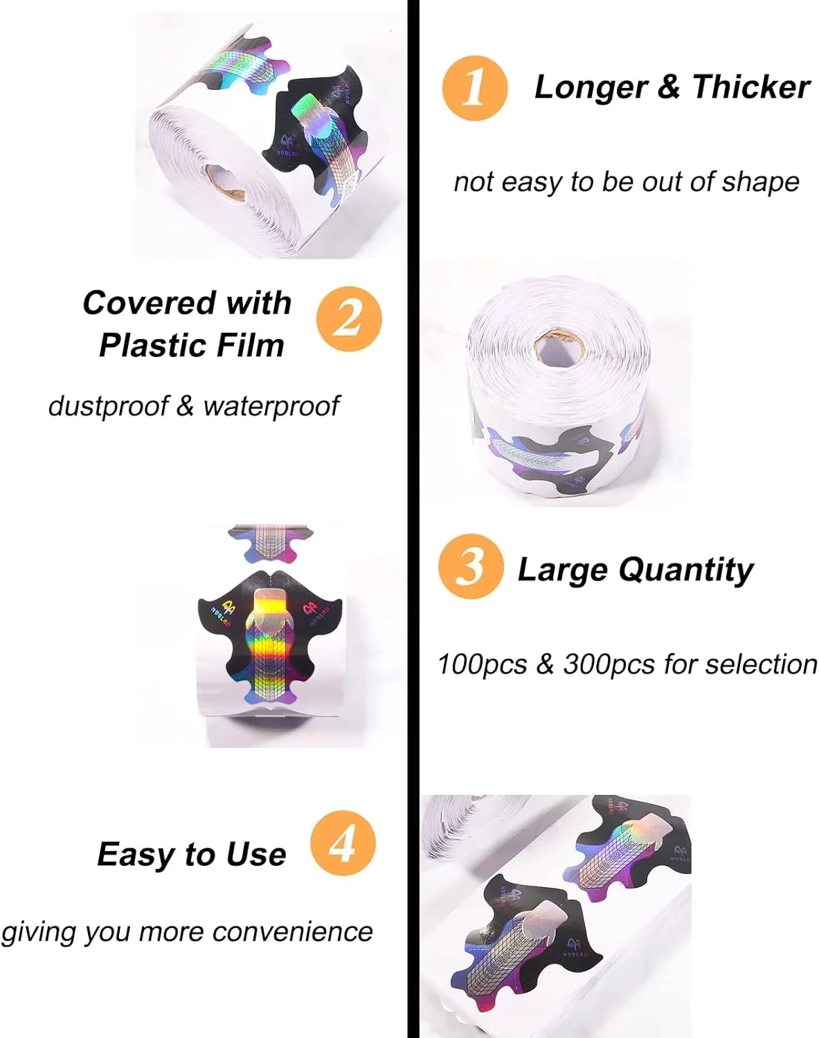 قالب ناخن Graflsoa، 300 عدد، راهنمای نوک ناخن، برچسب، ضد گرد و غبار، کاغذ فرم توسعه دهنده ابزار ناخن