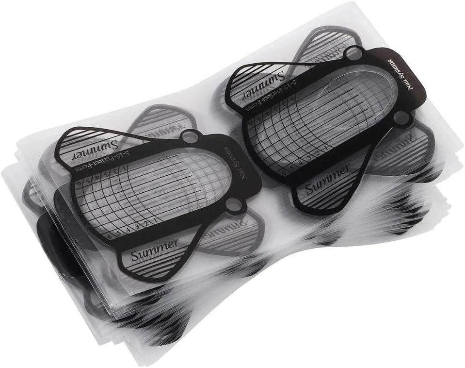 ۱۰۰ عدد قالب زیرین کاشت ناخن، مناسب برای ژل و اکریلیک، طراحی ناخن