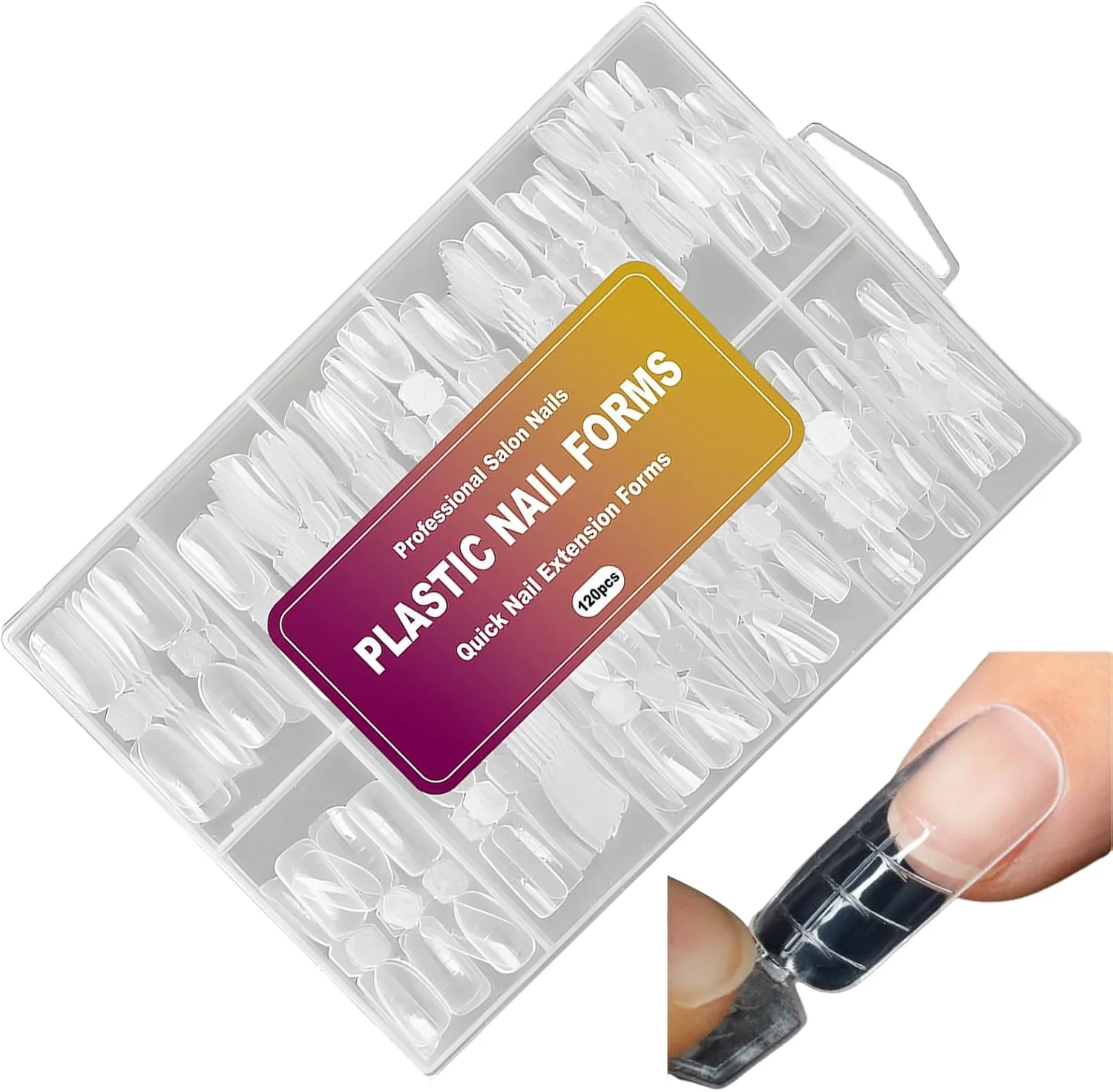 قالب های کاشت ناخن | قالب ژل کاشت ناخن دوتایی | 12 سایز فرم شفاف مصنوعی قابل استفاده مجدد برای طراحی زیبایی