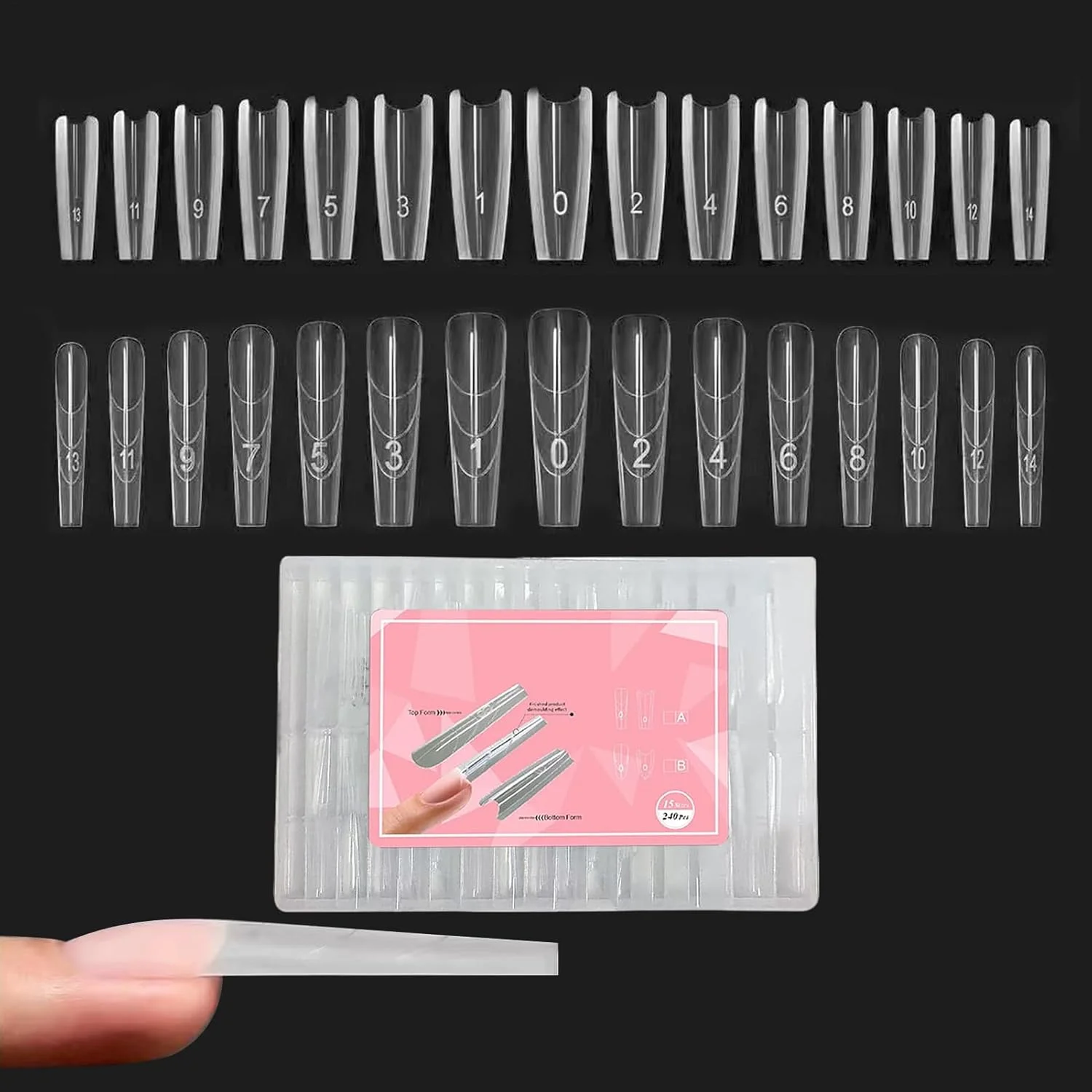 قالب های ناخن، قالب شفاف - قالب های اکستنشن ناخن قابل استفاده مجدد، برای مانیکور روزانه، سالن شخصی، زیبایی، استایلینگ فشن خانگی