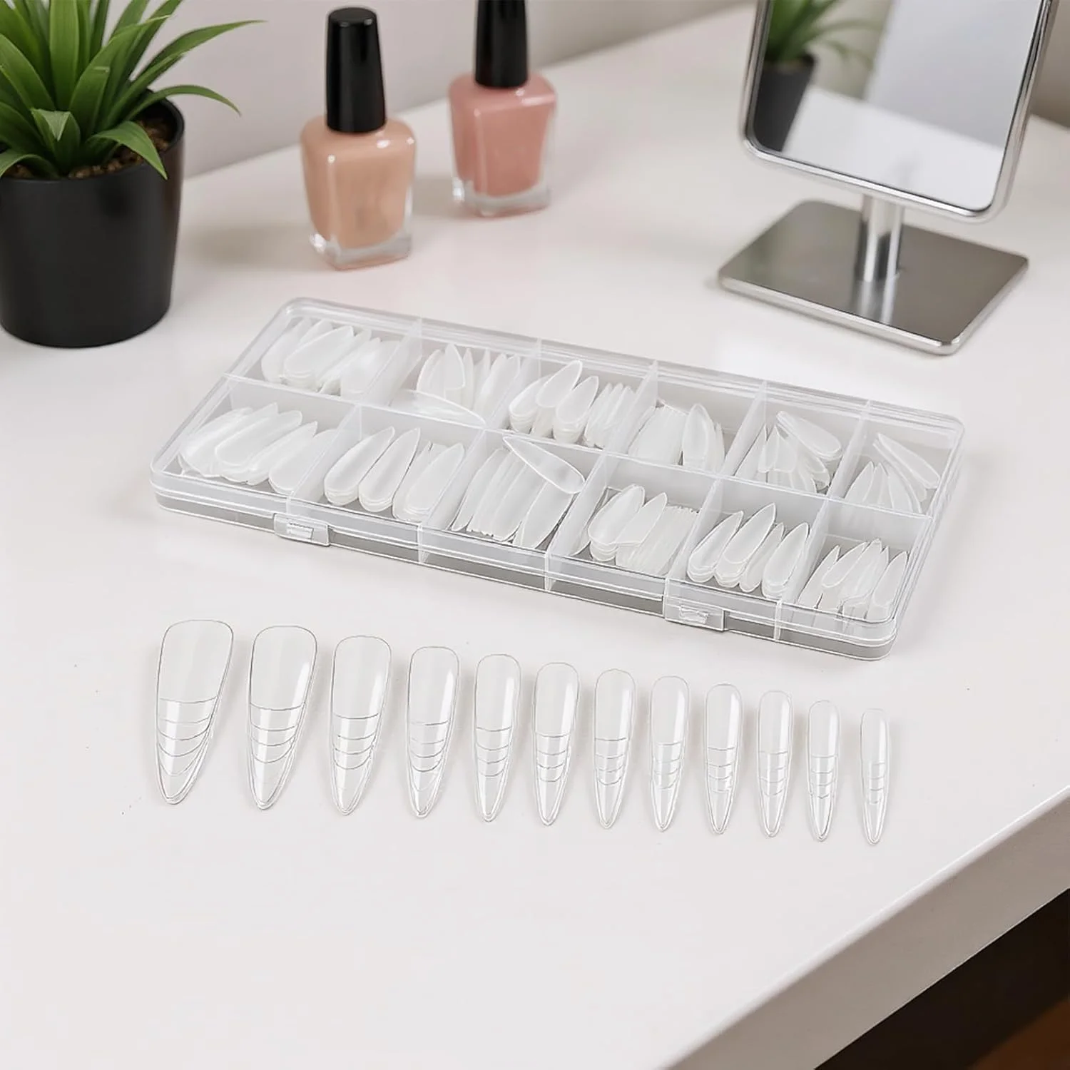 قالب های کاشت ناخن | 240 عدد قالب شفاف - ست اکستنشن ناخن - برای ایجاد فرم های اکریلیک مصنوعی مناسب خانم ها، انگشتان پا، استفاده خانگی، سالن های حرفه ای، زیبایی و مراقبت شخصی