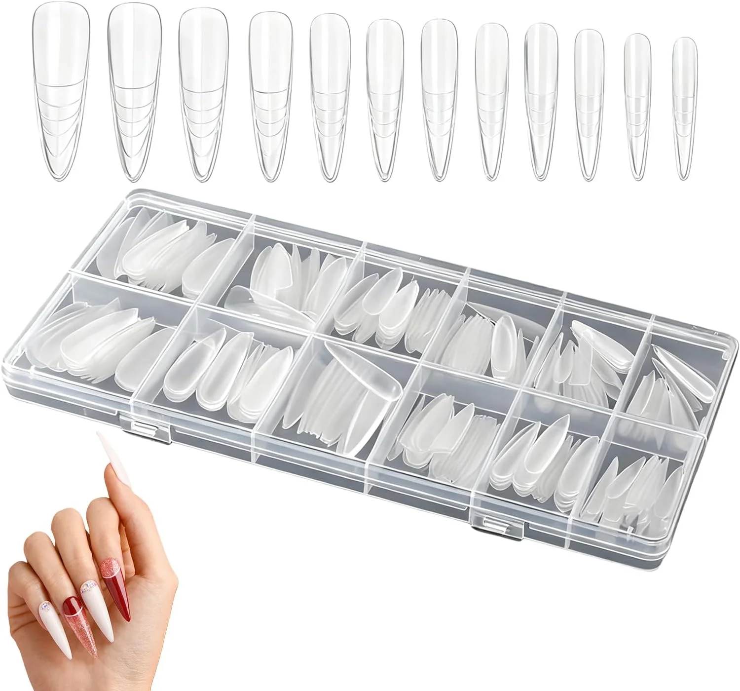 قالب های کاشت ناخن - 240 عدد قالب پرس ناخن شفاف | قالب های ناخن، تیپ های کاشت ناخن قابل استفاده مجدد - برای ایجاد ناخن های مصنوعی مناسب انگشتان دست و پا، استفاده شخصی و حرفه ای
