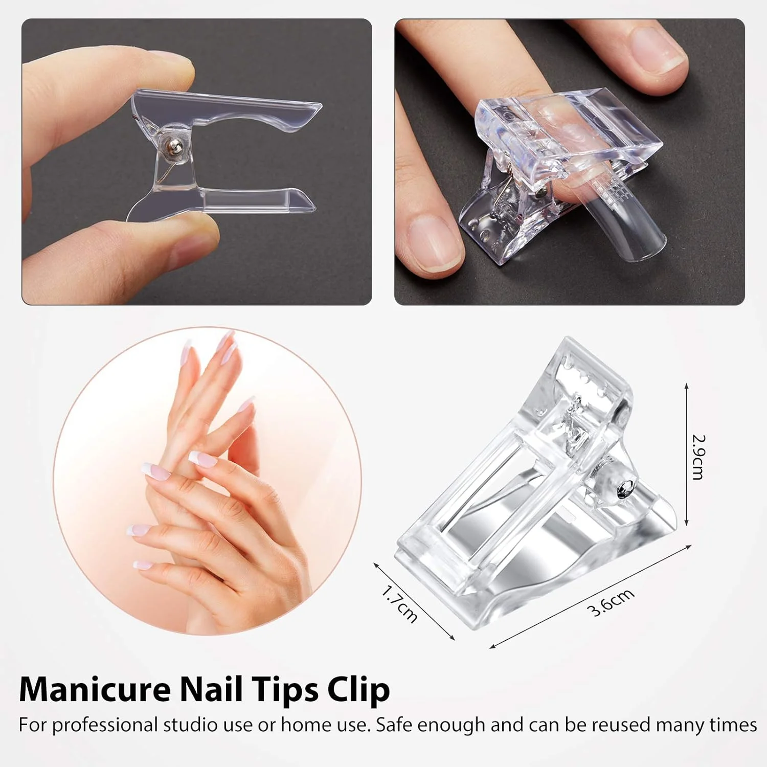 انبر فرم دهی ناخن، عقب زننده کوتیکول، موچین شکل دهی ناخن مصنوعی به همراه 10 عدد گیره ناخن و 100 عدد استیکر راهنمای فرم ناخن اکریلیک نعل اسبی برای طراحی ناخن