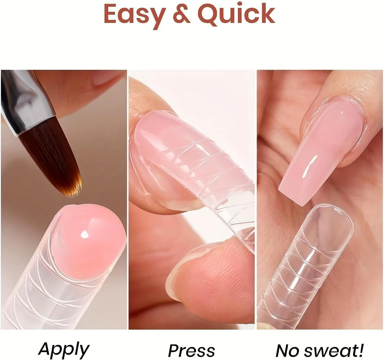 کیت ژل پولی ناخن - کیت ژل پولی ناخن با 3 رنگ، محلول لغزنده و قالب ناخن، کیت ژل پولی حرفه ای برای مبتدیان، کیت ژل پولی اکستنشن ناخن برای خانه و سالن