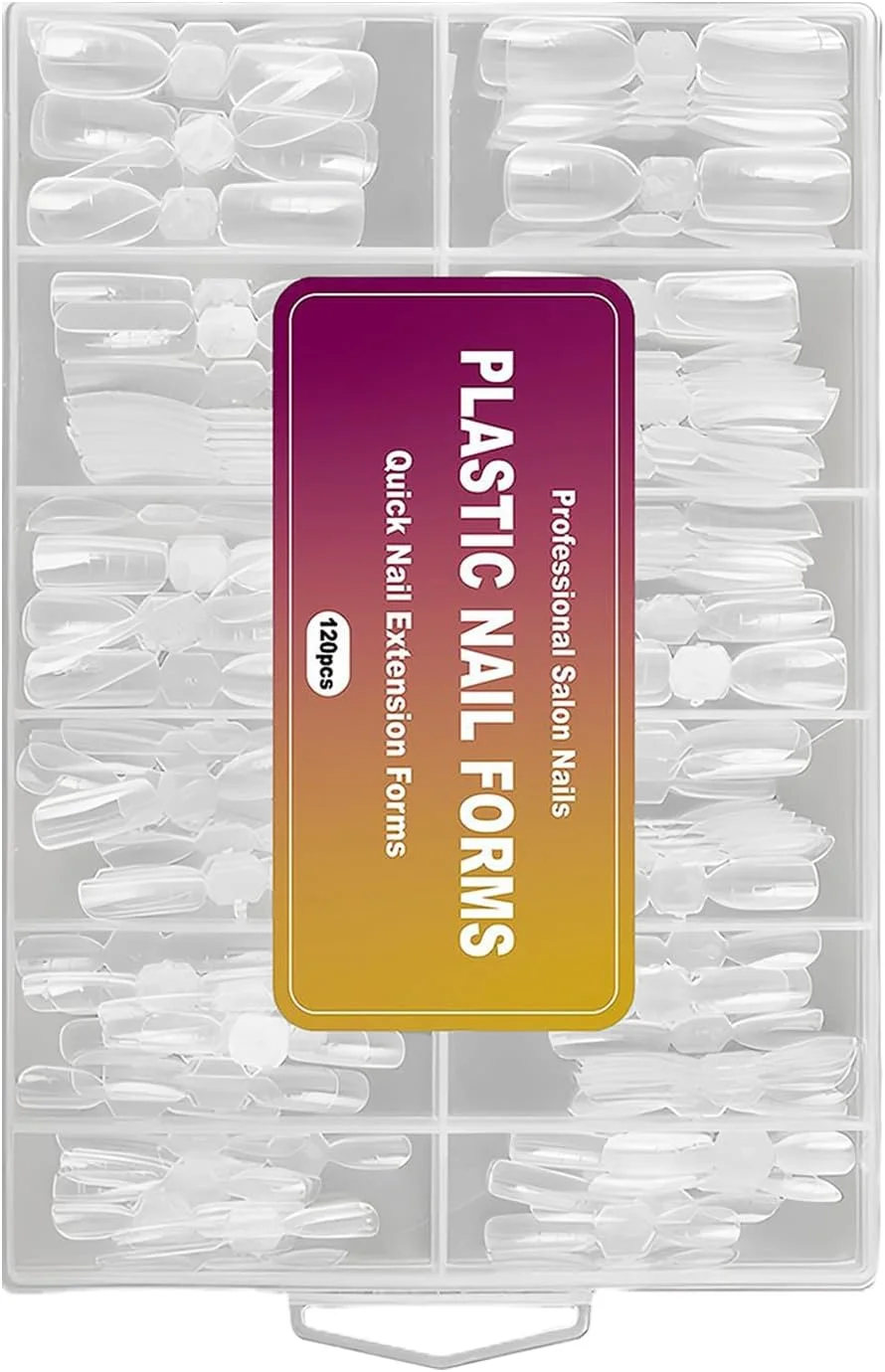 قالب های طراحی ناخن | قالب دوگانه اکستنشن ناخن | ۱۲ سایز، قالب شفاف و قابل استفاده مجدد برای طراحی ناخن با ژل پلی اکستنشن، مناسب برای سالن و منزل