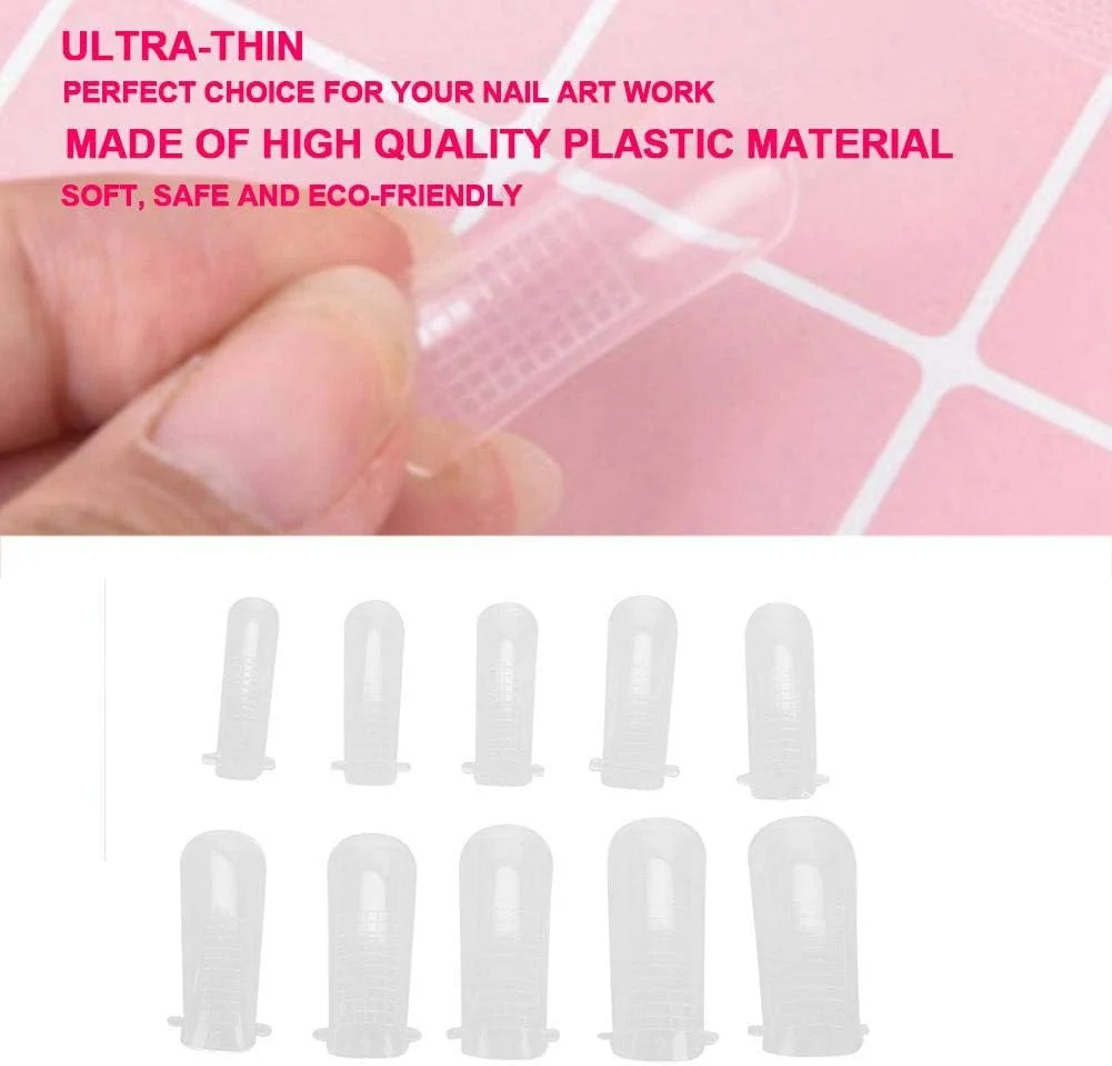کیت پلی ژل، قالب ناخن مصنوعی 100 عددی، فرم ناخن شفاف پوشش کامل، قالب ژل ساخت سریع، اکستنشن ناخن، ابزار مانیکور DIY