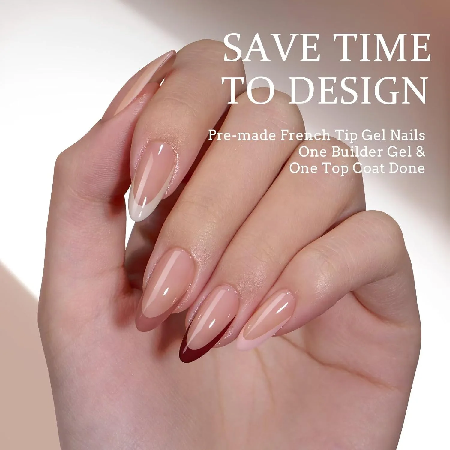 ناخن مصنوعی بادامی BTArtboxnails XCOATTIPS - ناخن های فرنچ با رنگ پوست، تیپ ناخن ژلی نرم متوسط با ژل ناخن، محافظ فرنچ دوتایی، چراغ ناخن، کیت کامل اکستنشن ناخن مصنوعی