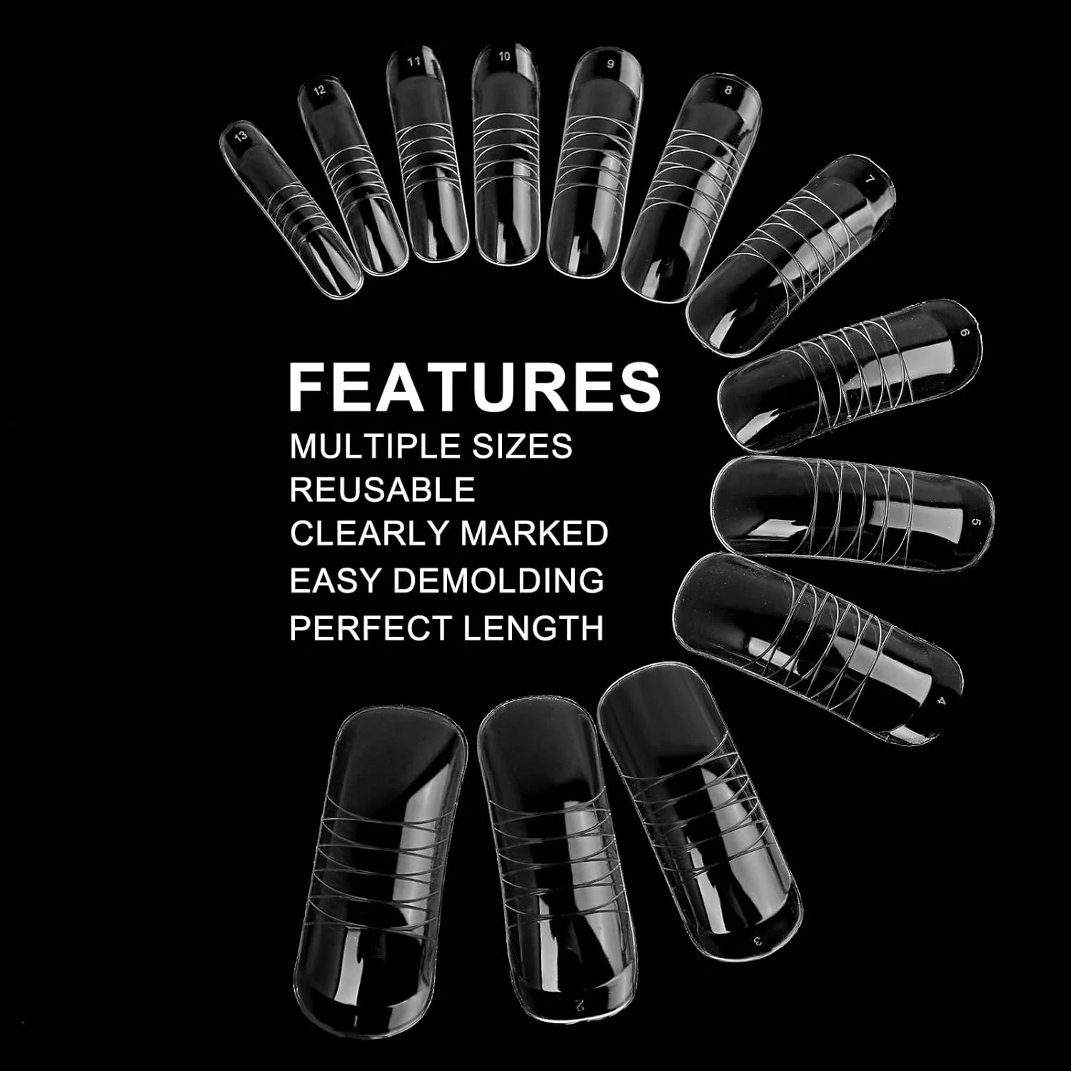 140 عدد قالب ناخن دوتایی، قالب های ناخن پلی ژل اکستنشن برگشته پوشش کامل قالب های ناخن قابل استفاده مجدد 14 سایز برای طراحی ناخن سالن و DIY 140 عدد قالب ناخن دوتایی، قالب های ناخن پلی ژل اکستنشن برگشته پوشش کامل قالب های ناخن قابل استفاده مجدد 14 سایز برای طراحی ناخن سالن و DIY