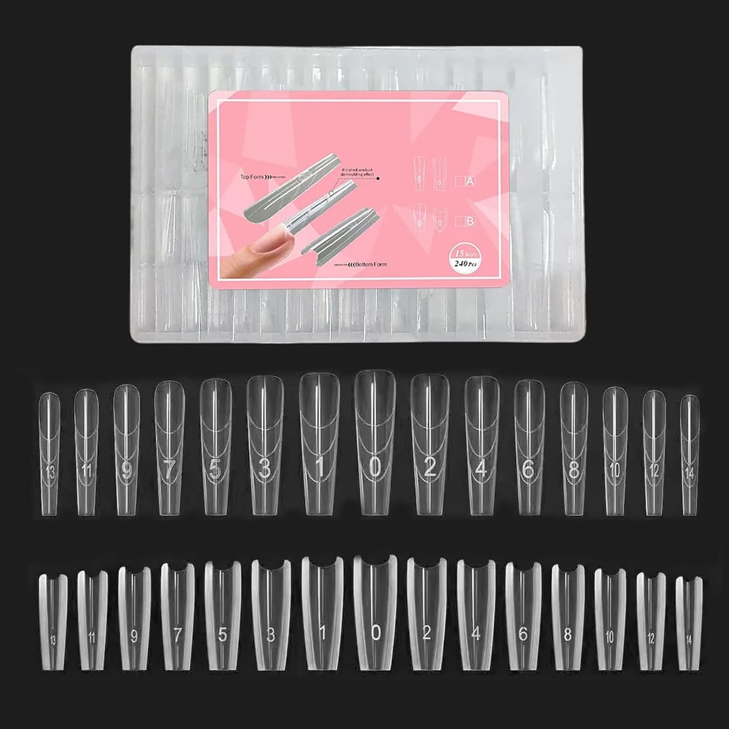 قالب های ناخن اکریلیک، قالب شفاف - مجموعه اکستنشن ناخن، برای استفاده شخصی در سالن، خانه، مد، زیبایی، مانیکور و استایل روزانه