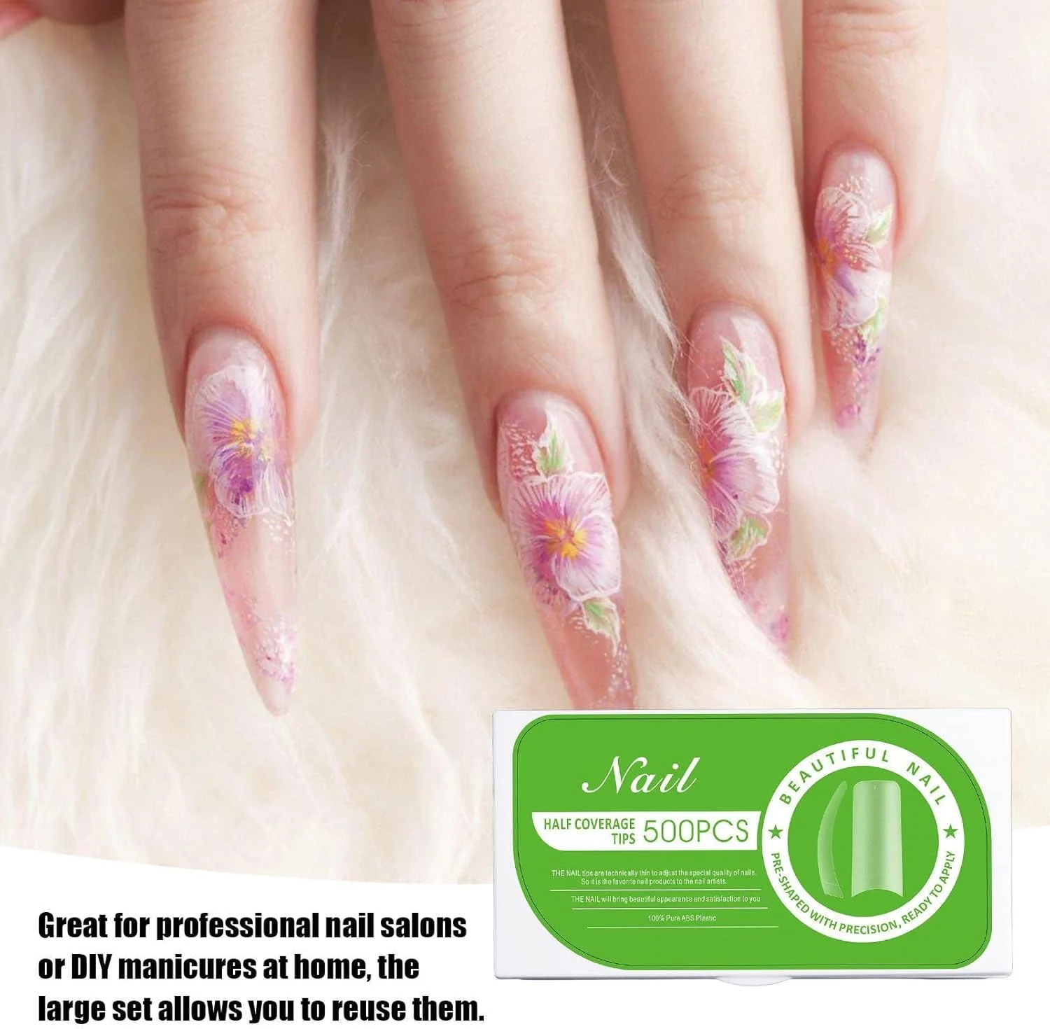 نک ناخن مصنوعی | کیت اکستنشن ژل ناخن مصنوعی - قالب های ناخن مات DIY ست مانیکور سریع نوک ناخن مات برای سالن های ناخن و منازل