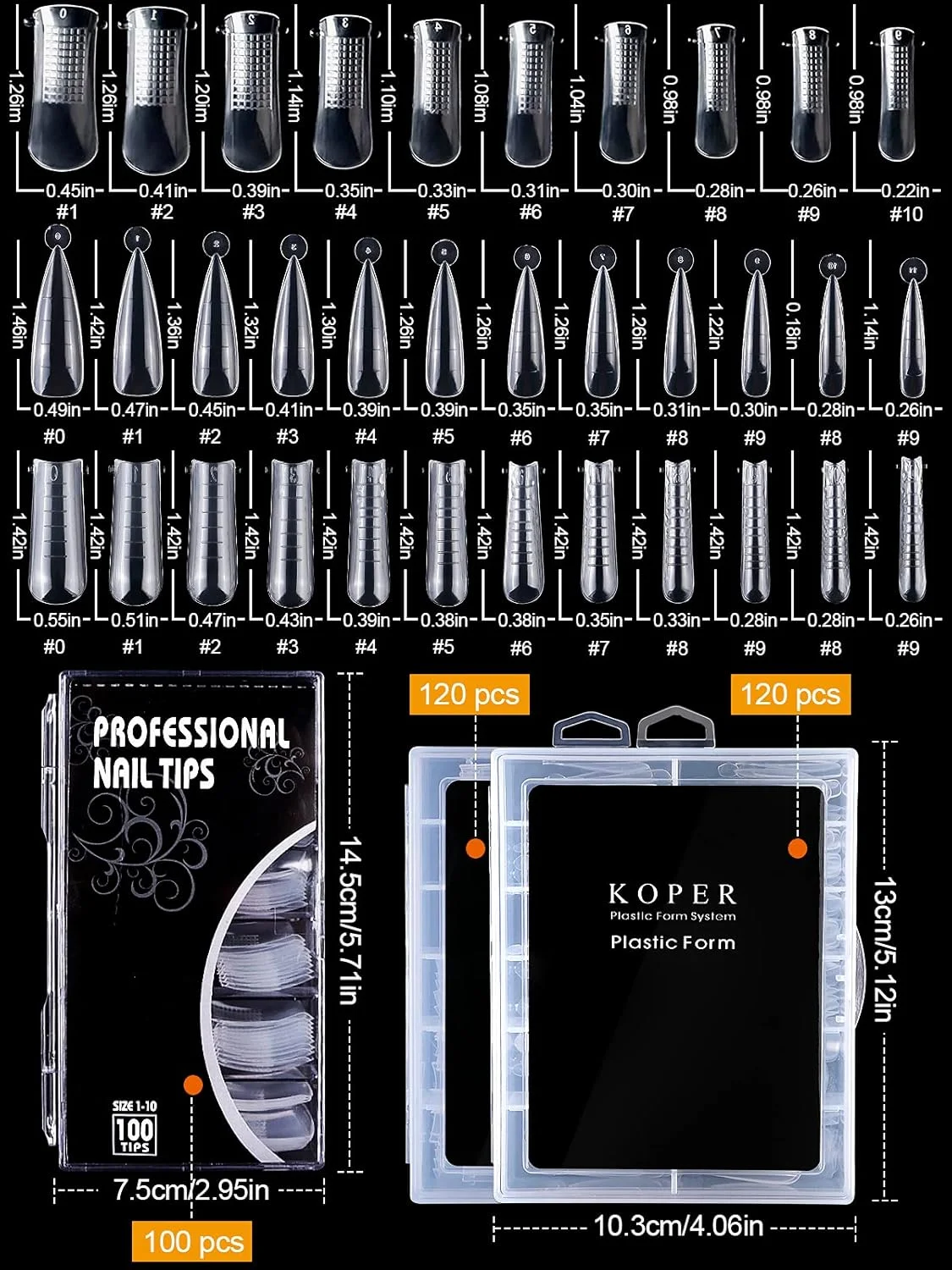 ست کامل فرم‌های ناخن EBANKU برای ژل پلی با 3 مدل مختلف، برس و انتخابگر دو طرفه ژل، 1 سوهان ناخن، 10 گیره ناخن و 50 فرم ناخن نعل اسبی، کیت کامل ناخن ژل پلی برای مبتدیان