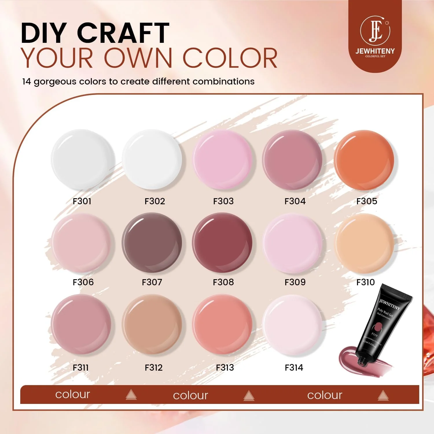 ست کامل اکستنشن ناخن پلی ژل JEWHITENY شامل ۱۴ قطعه با دستگاه دریل و دستگاه یو وی