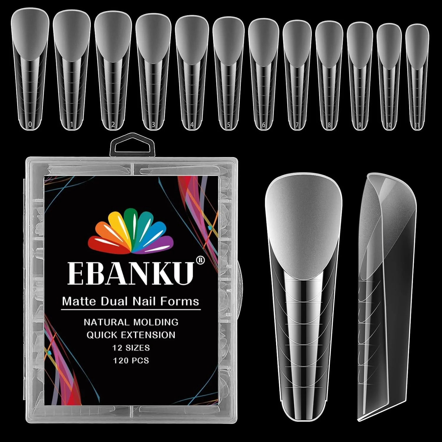 ایبانکو ۱۲۰ عددی قالب ناخن دوگانه مات شفاف سیستم ناخن تابوتی نوک قالب ناخن اکریلیک ابزار طراحی ناخن استیلتو برای طراحی ناخن سالن