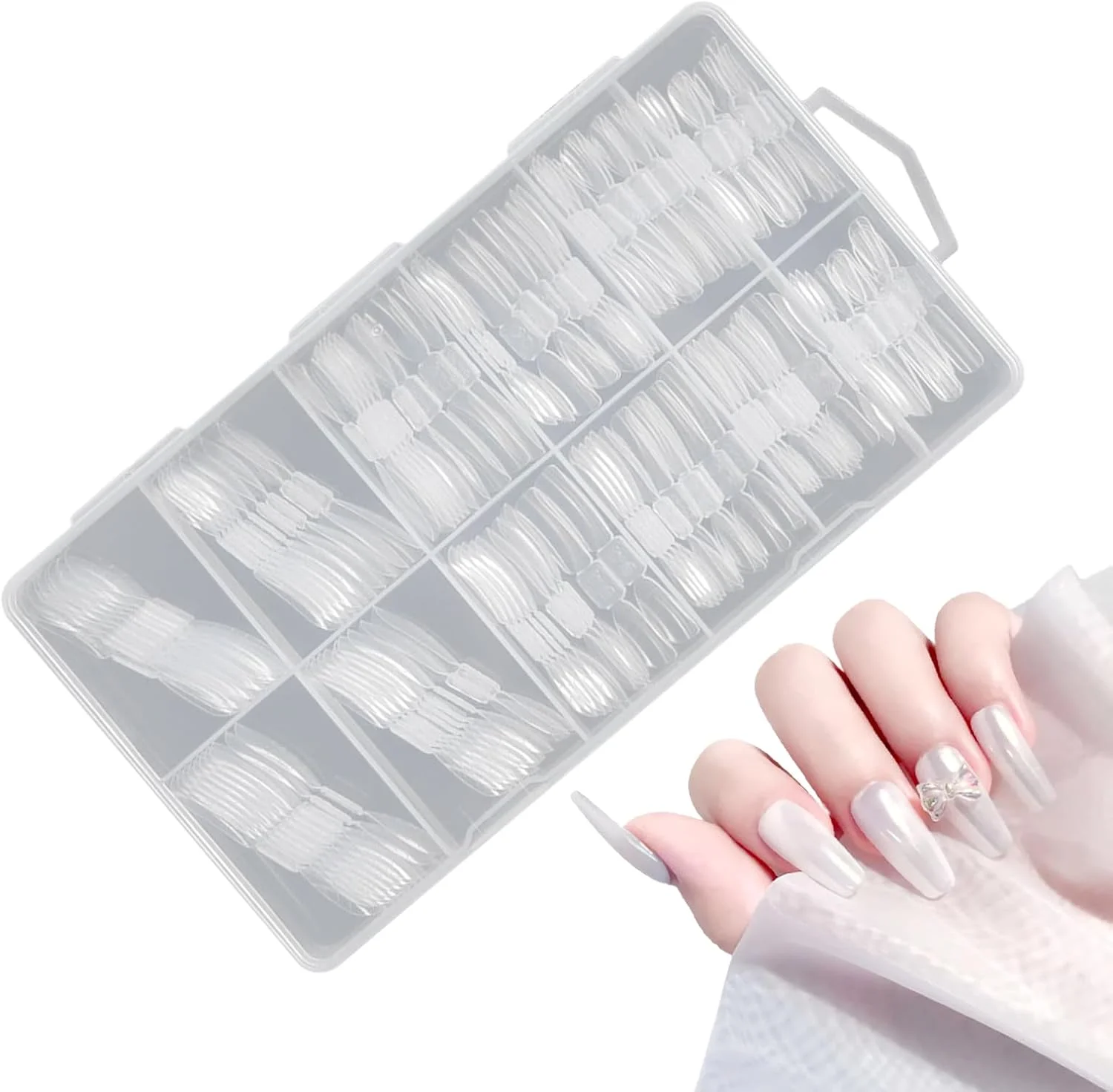 قالب ناخن اکریلیک - 120 عدد قالب شفاف نوک مصنوعی با مقیاس - قالب های ناخن، نوک های اکستنشن قابل استفاده مجدد، برای انگشتان دست و پا، زیبایی، مراقبت شخصی، منزل، حرفه ای