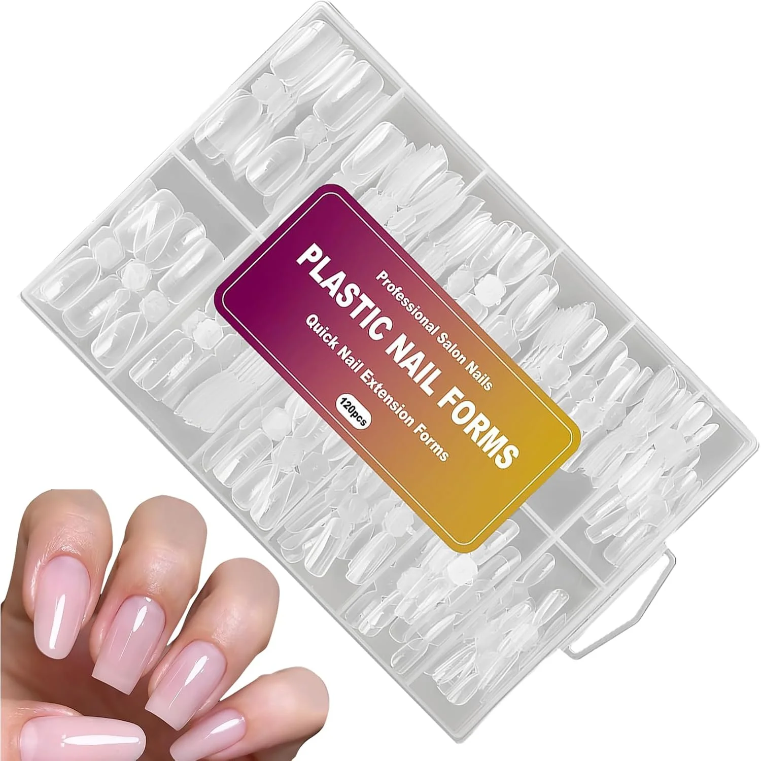 قالب ناخن، 120 عدد قالب سازنده نوک ناخن دوتایی | 12 سایز، فرم طراحی مانیکور مصنوعی شفاف و قابل استفاده مجدد برای ژل اکستنشن پلی، مناسب سالن و خانه