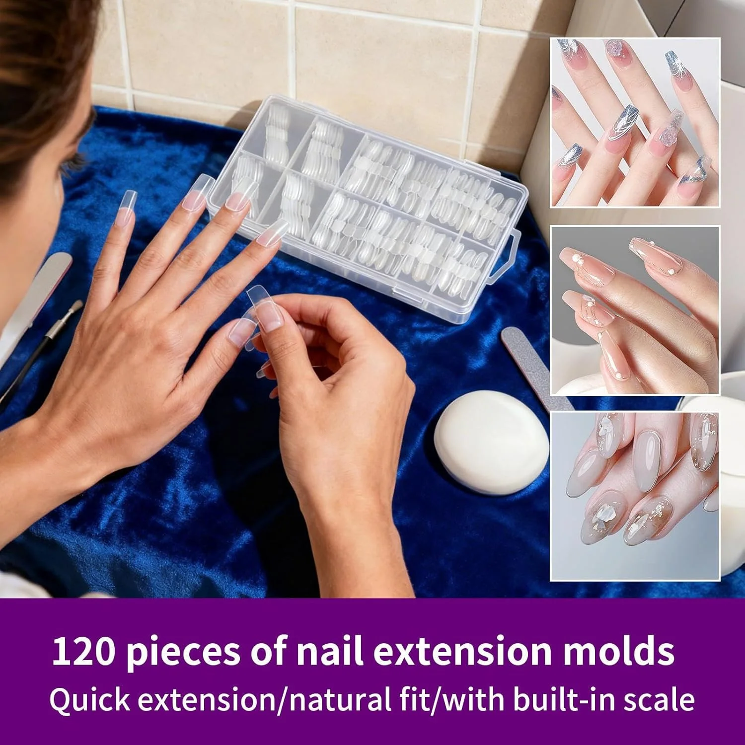 قالب ناخن اکریلیک - 120 عدد قالب شفاف نوک مصنوعی با مقیاس - قالب های ناخن، نوک های اکستنشن قابل استفاده مجدد، برای انگشتان دست و پا، زیبایی، مراقبت شخصی، منزل، حرفه ای