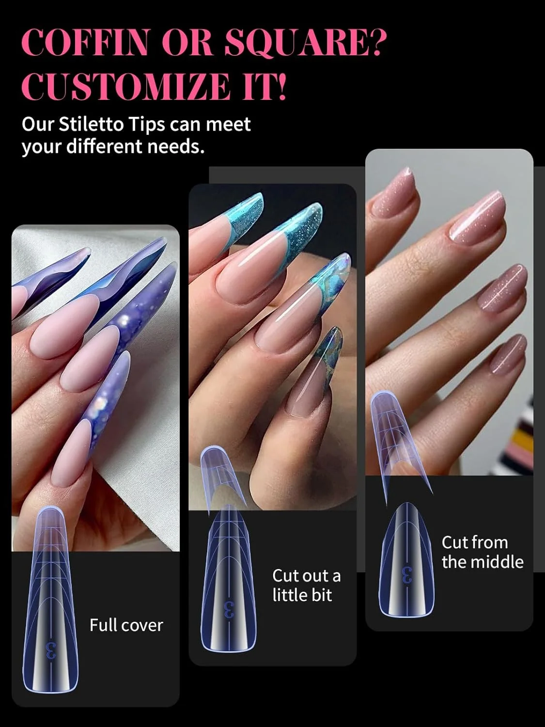 قالب پلی ژل ناخن EBANKU، 150 عدد فرم دوگانه قابل استفاده مجدد برای پلی ژل، قالب ناخن مات آبی استیلتو، ابزار اکستنشن ناخن اکریلیک برای مانیکور ناخن سالن خانگی، 15 سایز