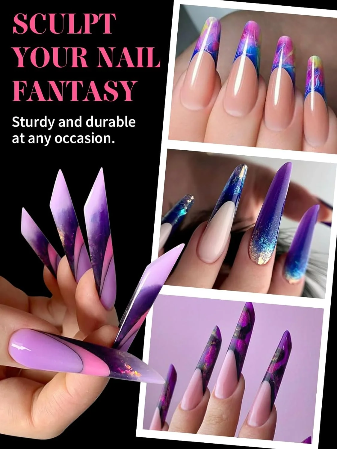 قالب پلی ژل ناخن EBANKU، 150 عدد فرم دوگانه قابل استفاده مجدد برای پلی ژل، قالب ناخن مات آبی استیلتو، ابزار اکستنشن ناخن اکریلیک برای مانیکور ناخن سالن خانگی، 15 سایز