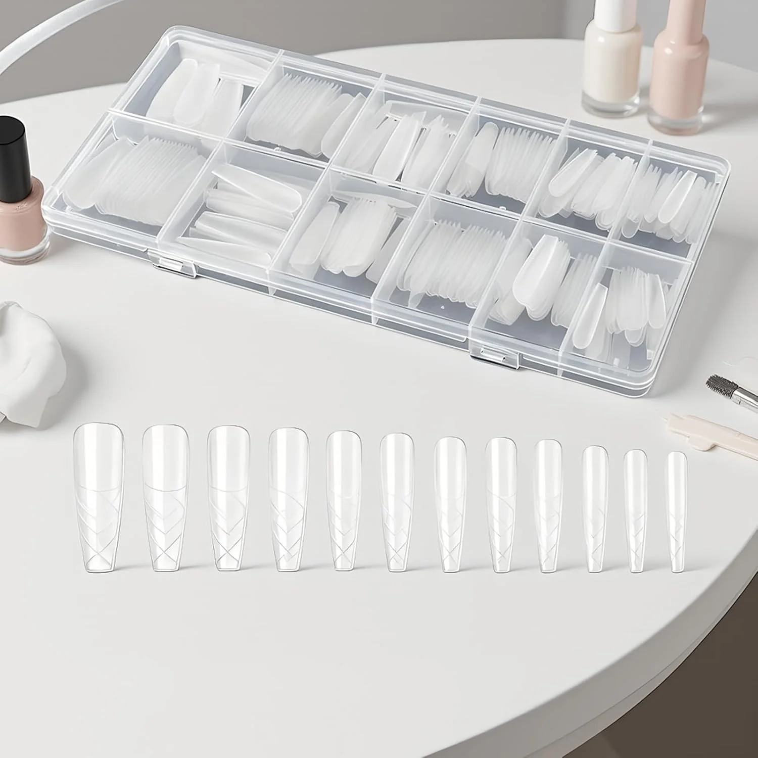 قالب های ناخن اکریلیک | 240 عدد قالب هنری نوک ناخن شفاف | ست اکستنشن ناخن، برای انگشتان دست و پا، مناسب استفاده خانگی، حرفه ای، زیبایی و مراقبت شخصی